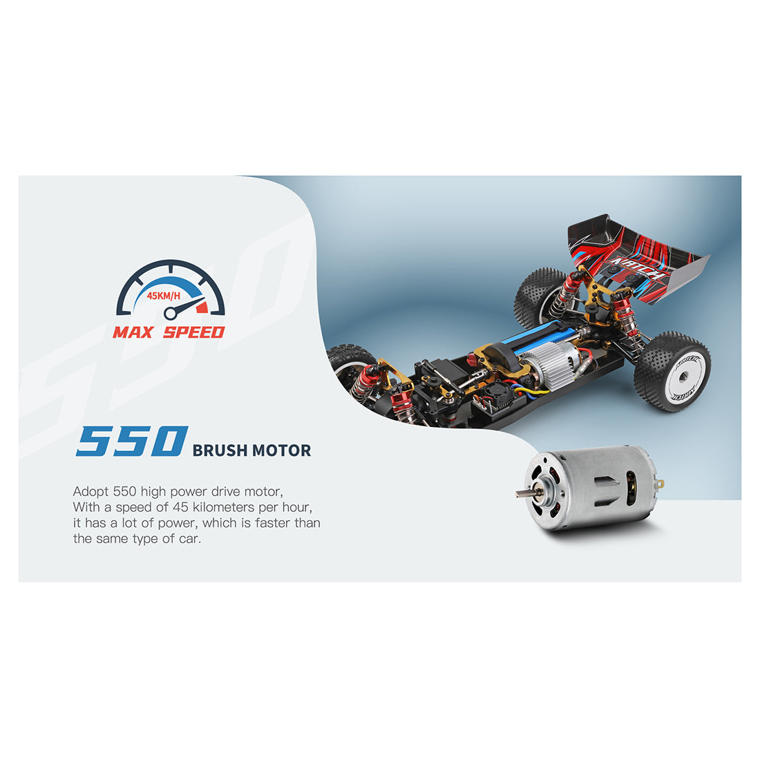 WLtoys 104001 1/10 45KM/H 2.4G Racing RC Car High Speed 4WD Electric Off-Road Drift Car - Red