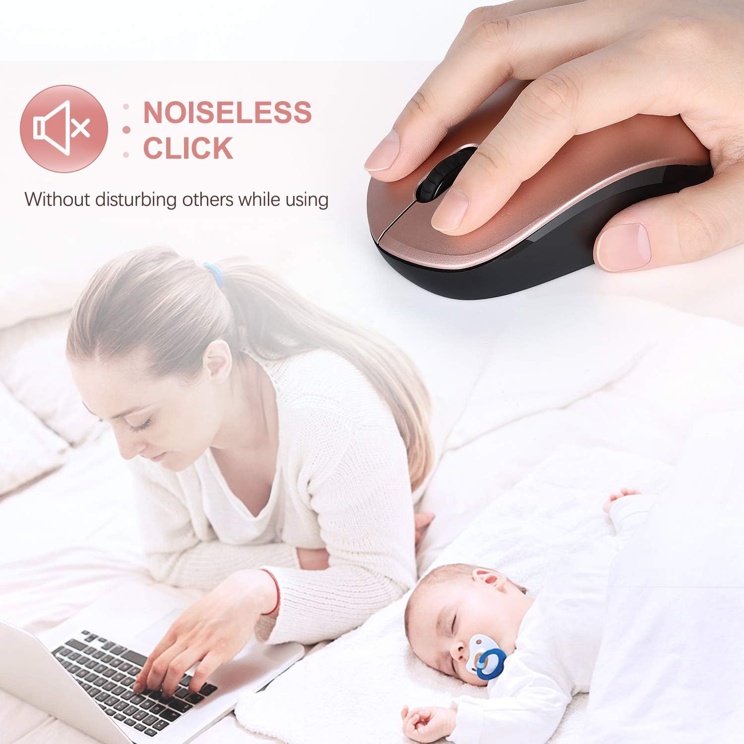 seenda Wireless Mouse, 2.4G Noiseless Mouse with USB Receiver - Portable Computer Mice for PC, Tablet, Laptop with Windows System - Mint Green