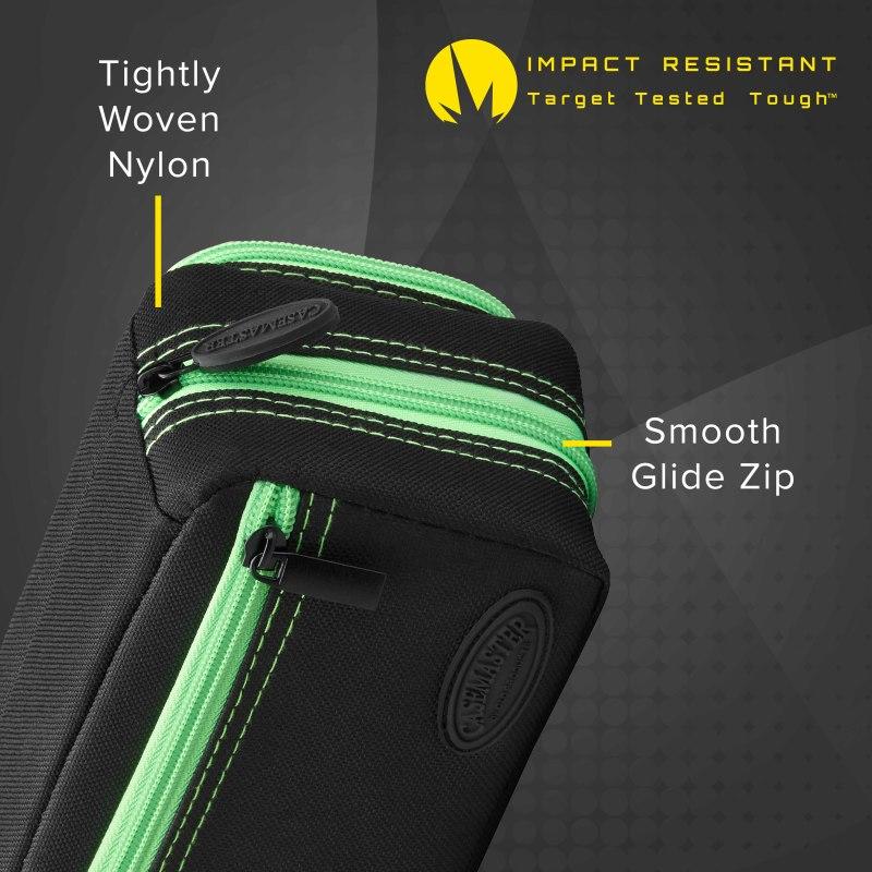 Casemaster Plazma Pro Dart Case Black with Green Trim and Phone Pocket