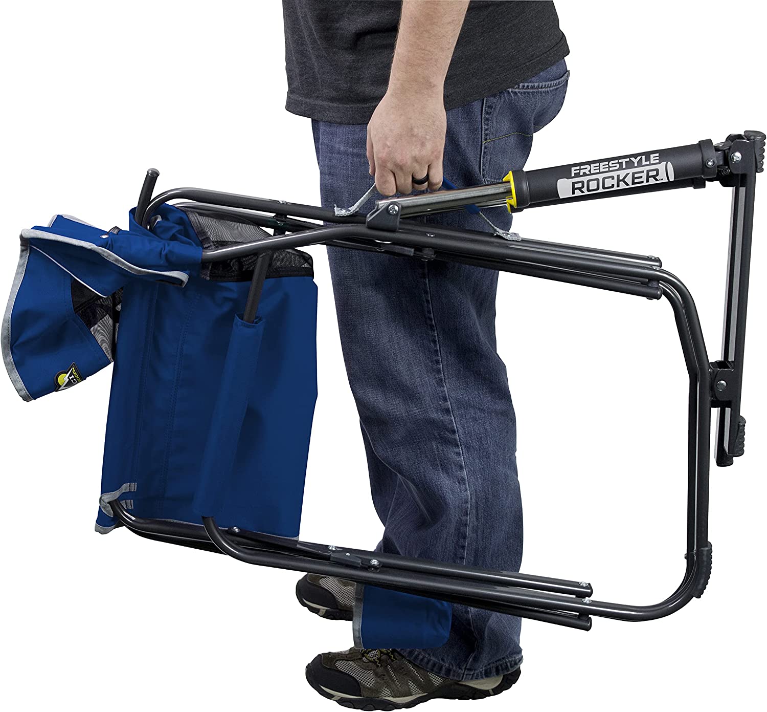 Outdoor Freestyle Rocker Portable Rocking Chair & Outdoor Camping Chair, ergonomic Nylon, Indigo Blue