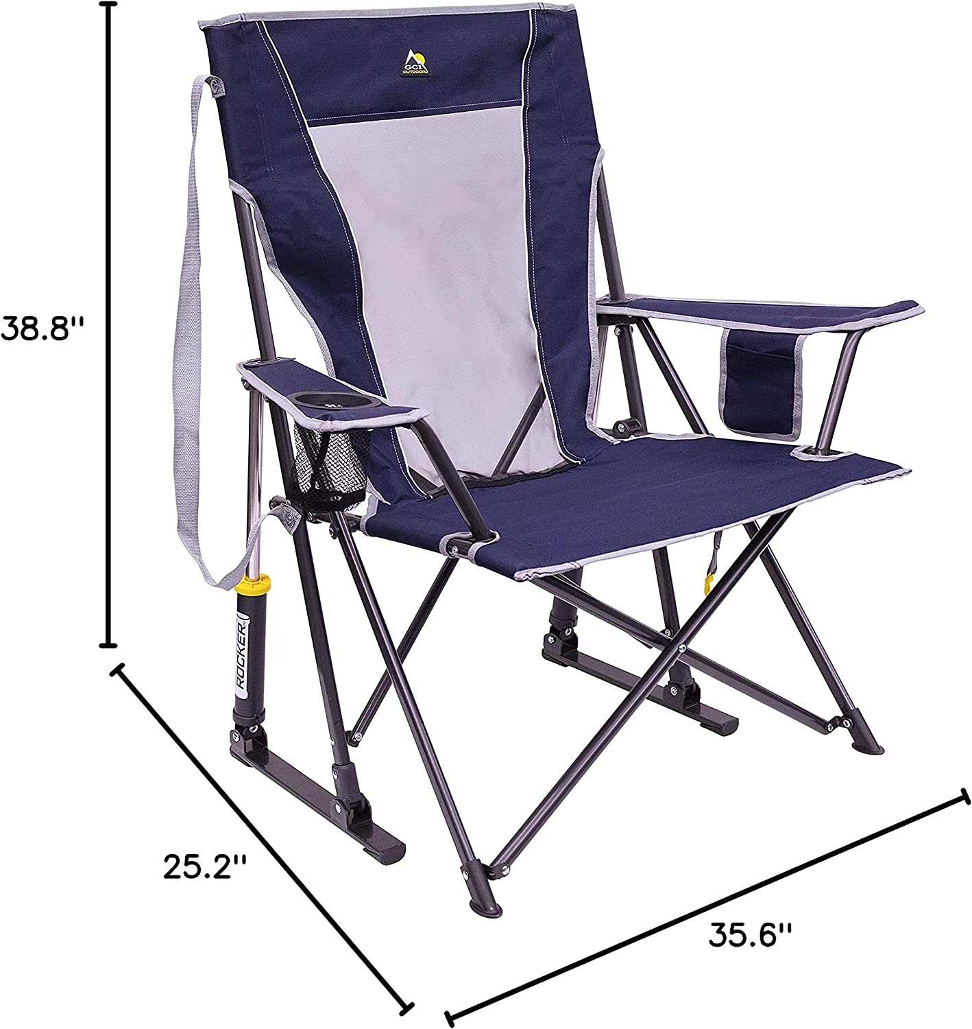 Outdoor Freestyle Rocker Portable Rocking Chair & Outdoor Camping Chair, ergonomic Nylon, Indigo Blue