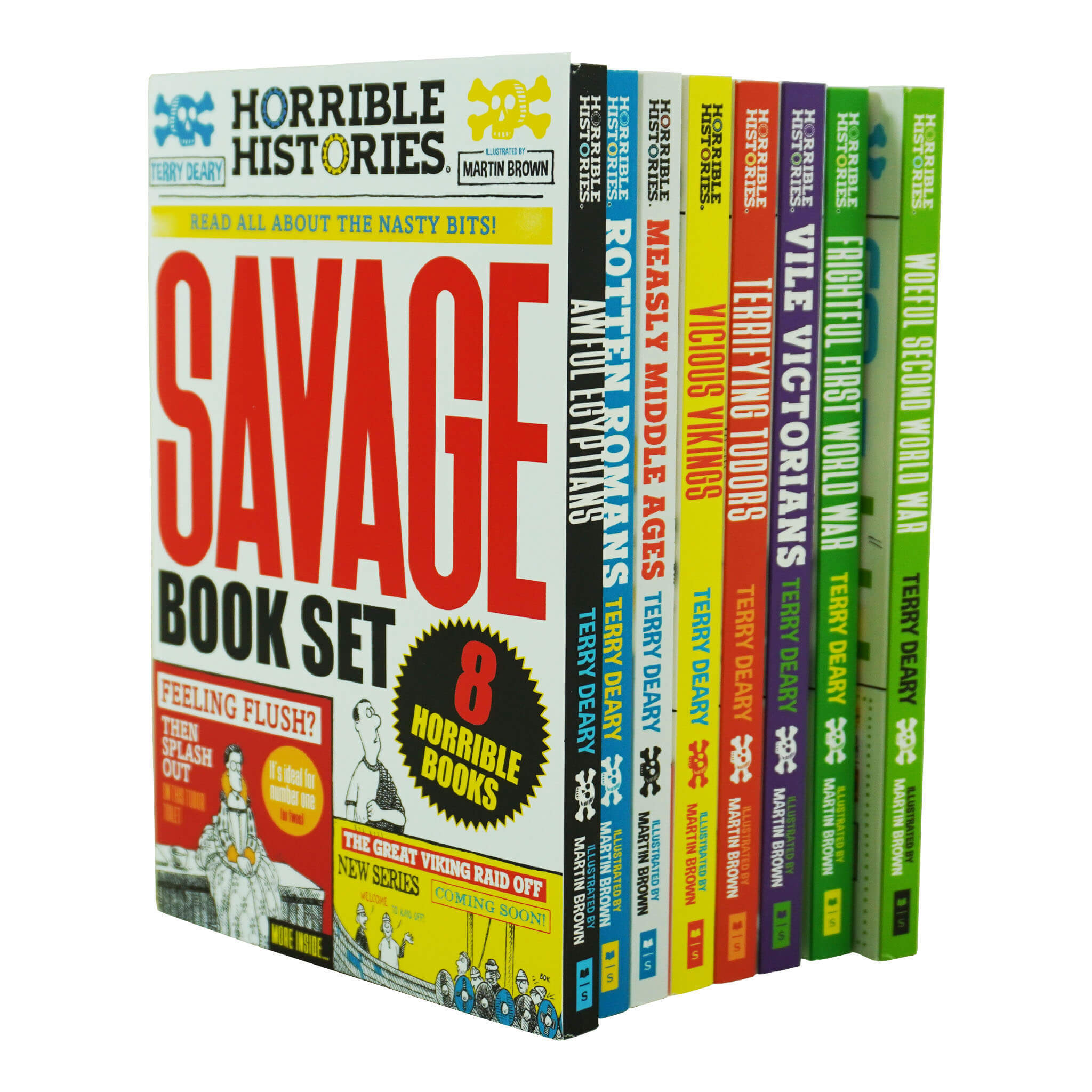 Horrible Histories Savage By Terry Deary 8 Book Collection Set - Ages 7+ - Paperback