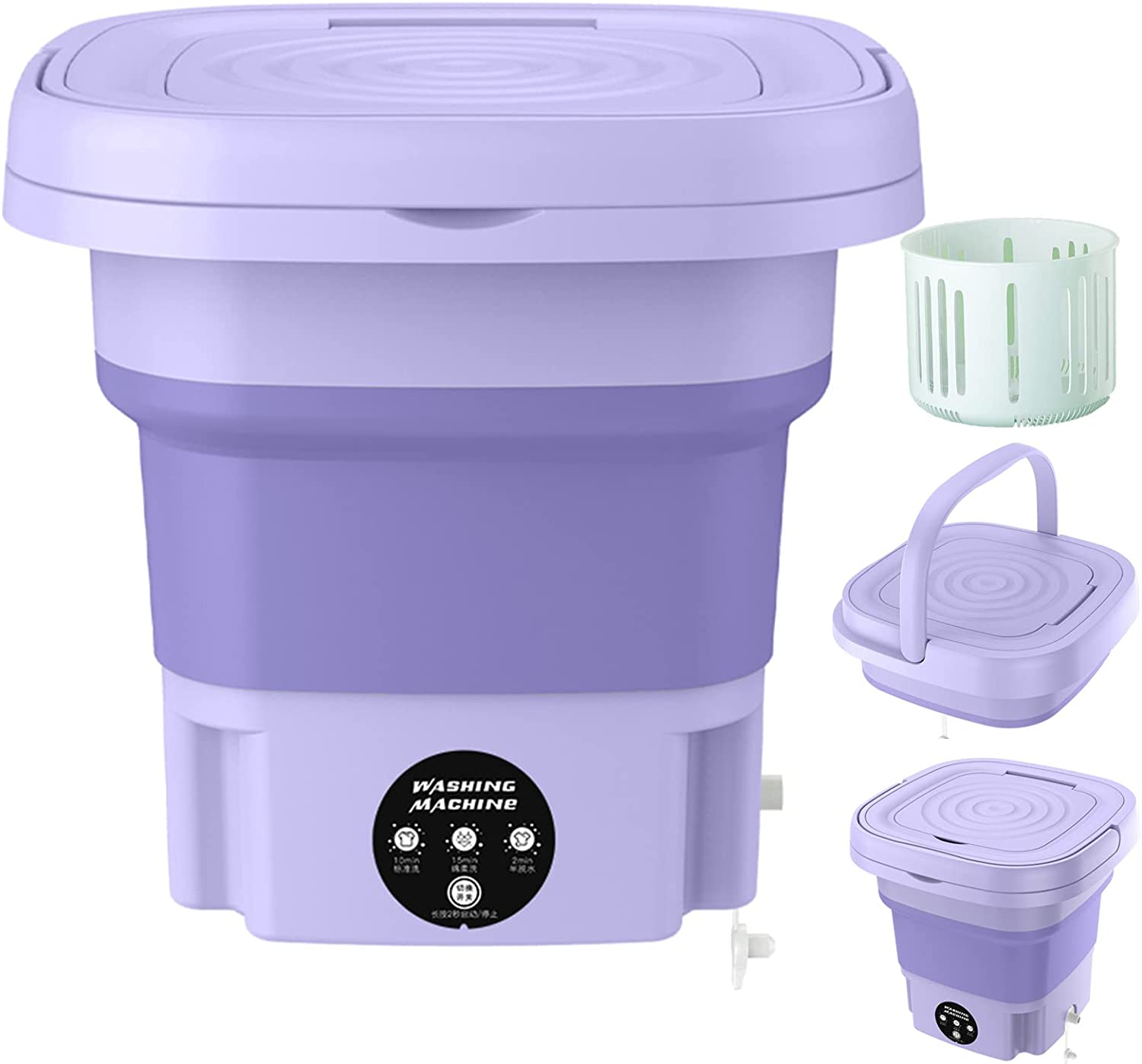 Portable Washing Machine, High Capacity Mini Washer with 3 Modes Deep Cleaning Half Automatic Washt, Foldable Washing Machine with Soft Spin Dry for Socks, Baby Clothes, Towels, Delicate Items (Purple)