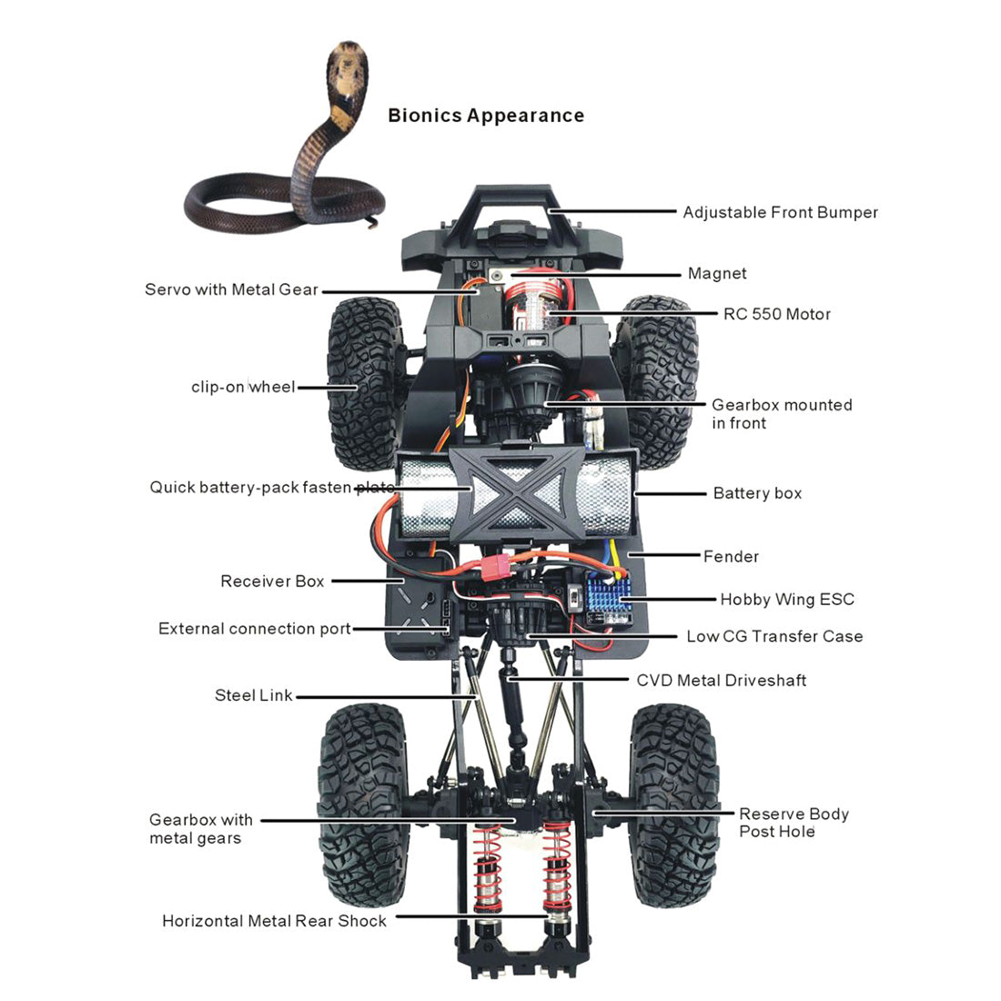 RGT EX86181 CRUSHER 1:10 RTR 4WD Electric All-terrain Climbing Car 2.4G RC Off-road Vehicle