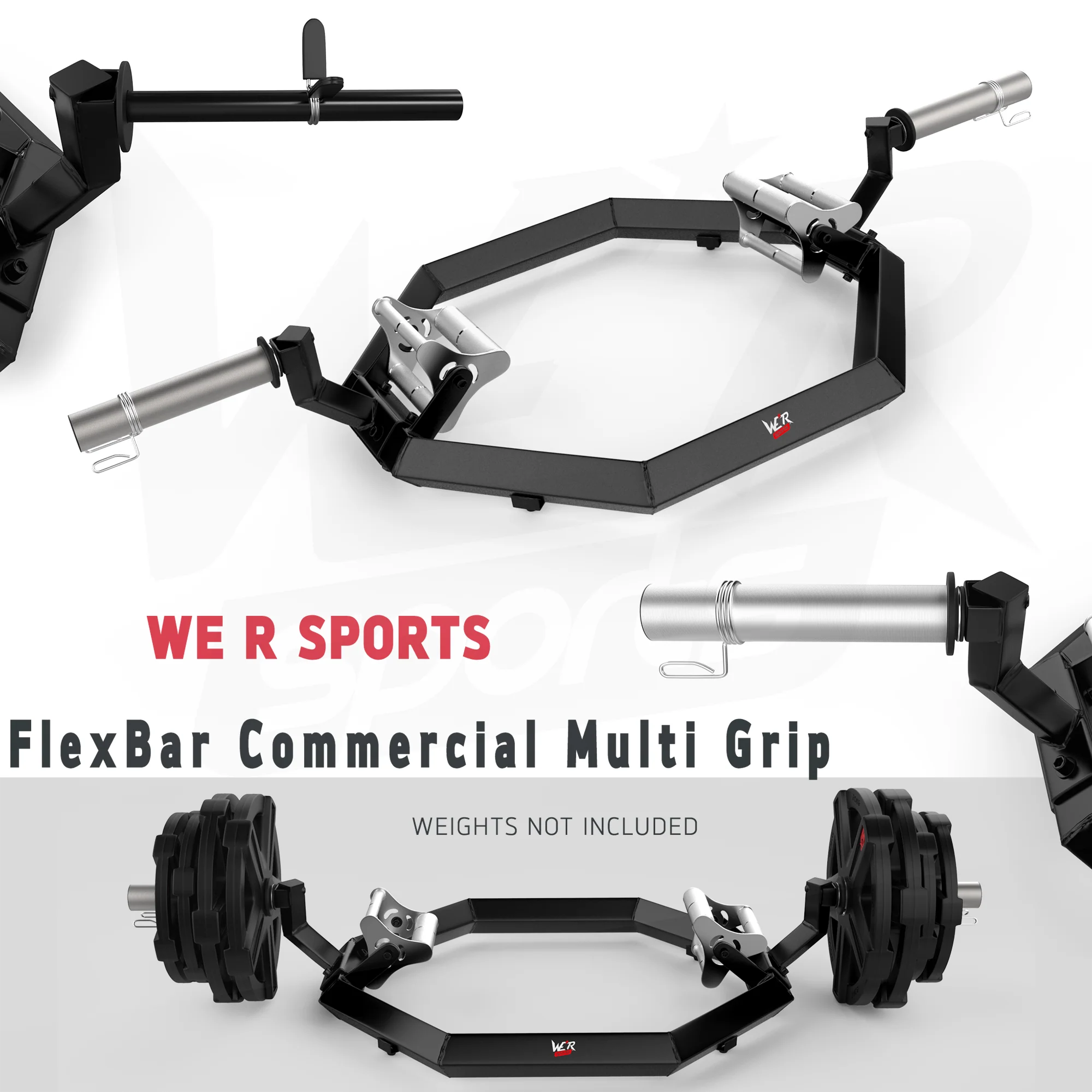 FlexBar Commercial Multi Grip Super Hex Trap Bar Dead Lift & Shrug Bar