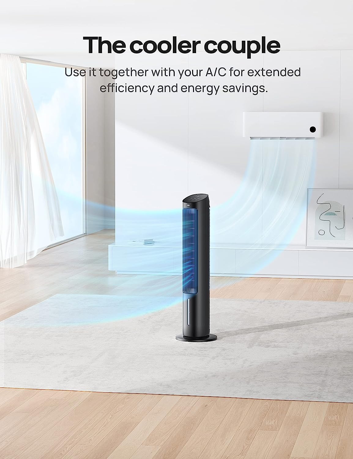 Dreo Evaporative Air Cooler, 40” Cooling Fans that Blow Cold Air, 2023 Upgrade with 80° Oscillating, Removable Water Tank, Ice Packs, Remote Control, 4 Speeds, 7H Timer, Swamp Cooler for Bedroom