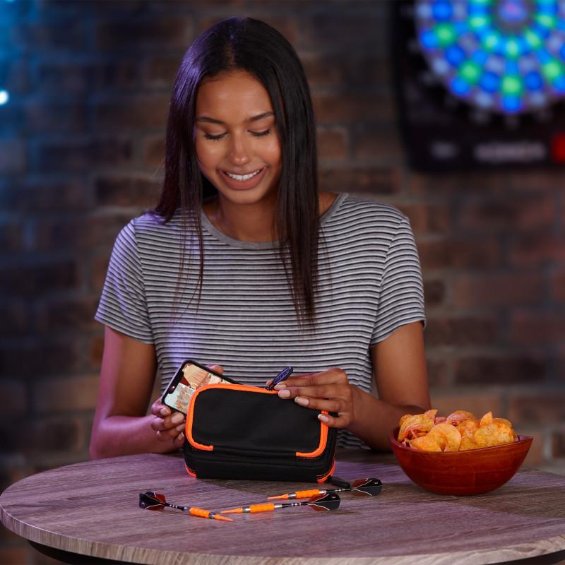 Casemaster Plazma Plus Dart Case Black with Orange Trim and Phone Pocket