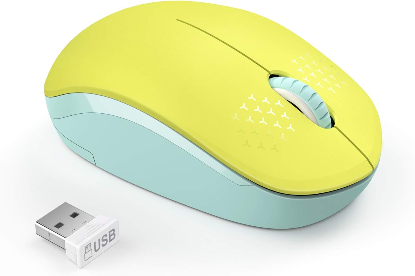 seenda Wireless Mouse, 2.4G Noiseless Mouse with USB Receiver - Portable Computer Mice for PC, Tablet, Laptop with Windows System - Mint Green