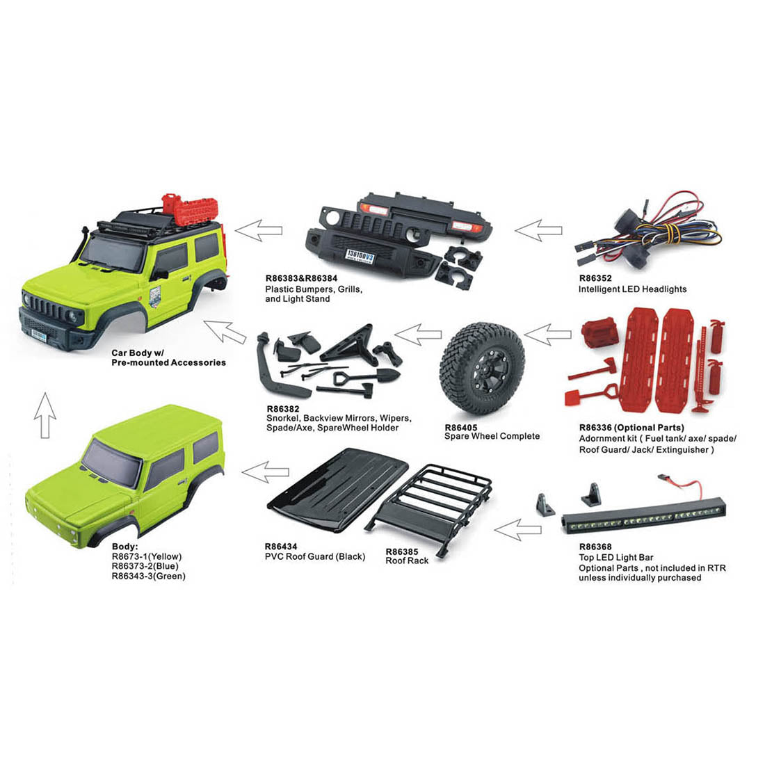 RGT 136100V3 Rock Cruiser 1/10 2.4G 4WD RC Car Crawler Vehicle Model with LED Headlight - RTR