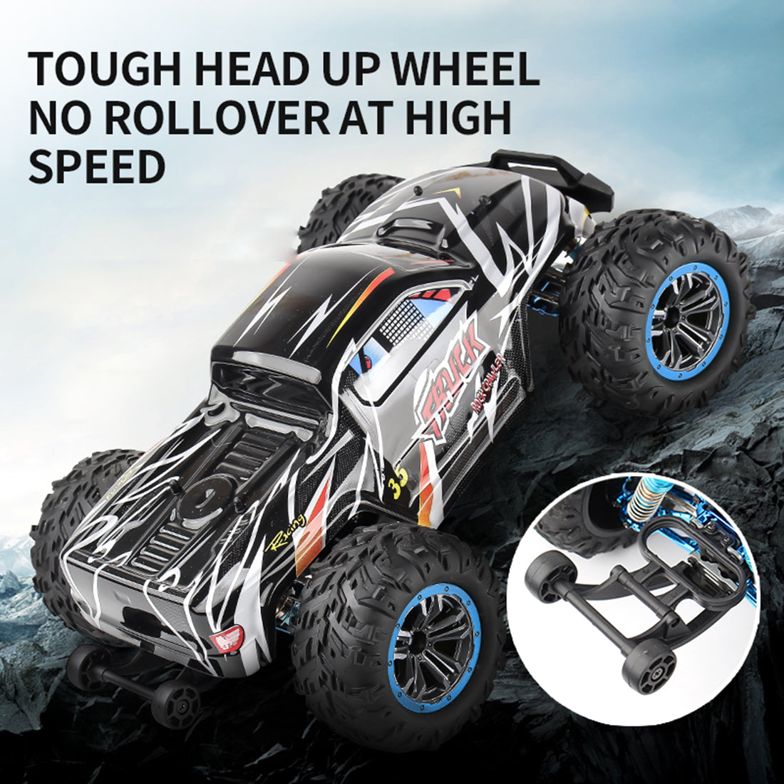 RC Car 1/10 4WD 2.4G 70KM/H Metal Brushless High-speed Off-road Vehicle All-terrain Electric Climbing RC Car Monster Truck Model Toy - Black