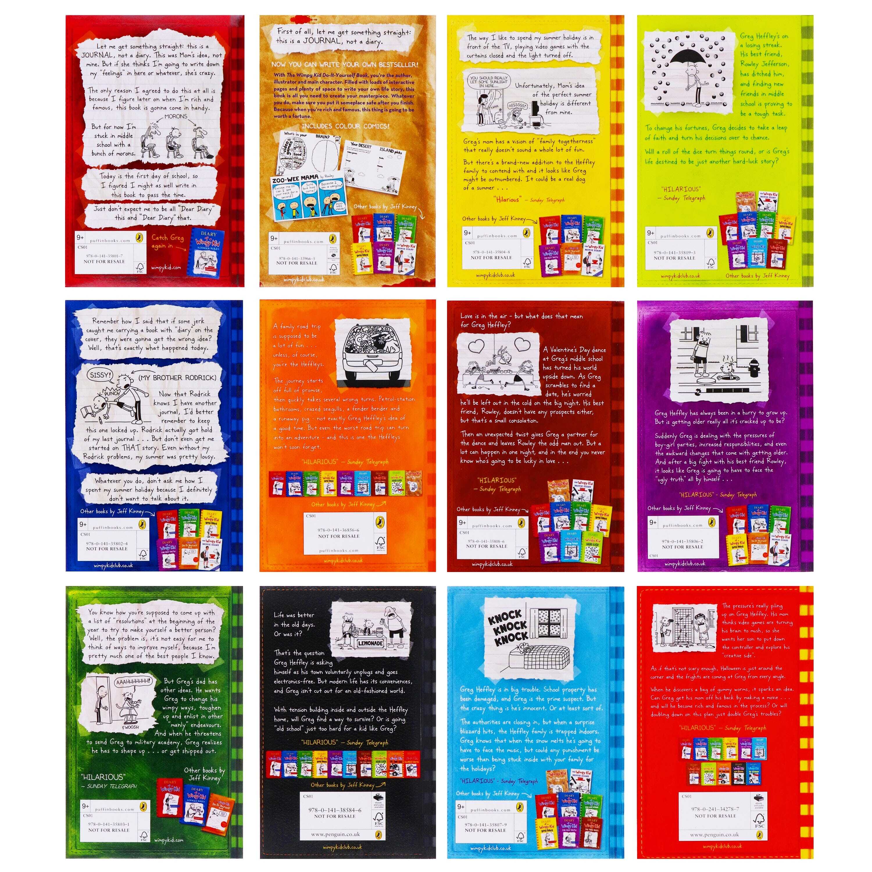 Diary of a Wimpy Kid Box of Books by Jeff Kinney 12 Book Collection Set - Ages 7-12 - Paperback