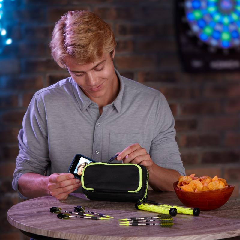 Casemaster Plazma Pro Dart Case Black with Yellow Trim and Phone Pocket
