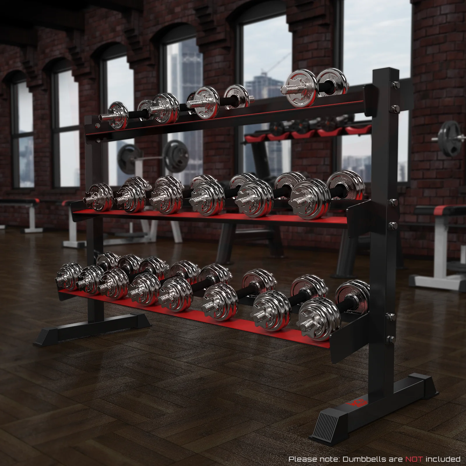 We R Sports 3 Tier Dumbbell Rack - Black