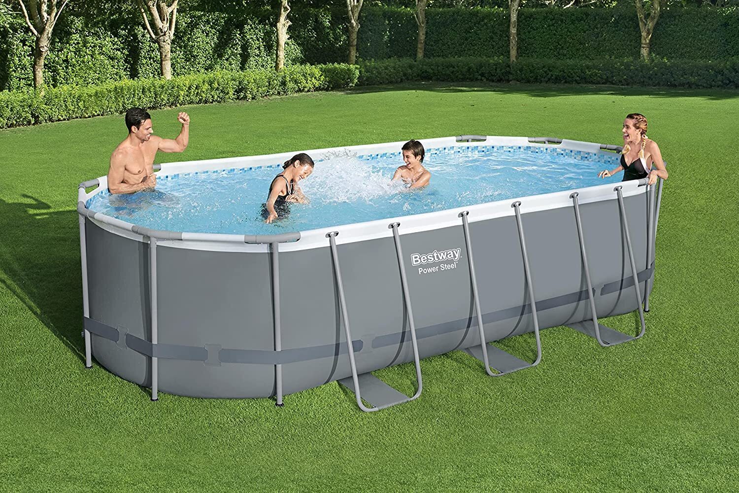 💖Oval Metal Frame Above Ground Outdoor Swimming Pool Set with 1500 GPH Filter Pump, Ladder, and Pool Cover(FREE SHIPPING)
