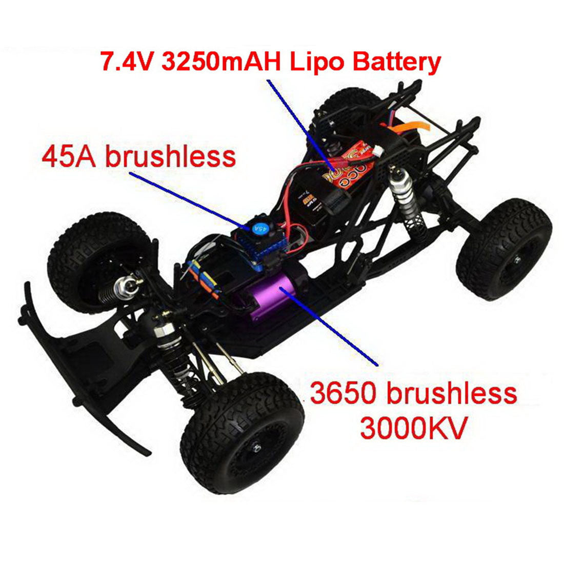 VRX RH1045SC 1/10 Scale 4WD Brushless Desert Short Course Truck High Speed 2.4G RC Car with 45A ESC and 3650 Motor - R0255 RTR Version