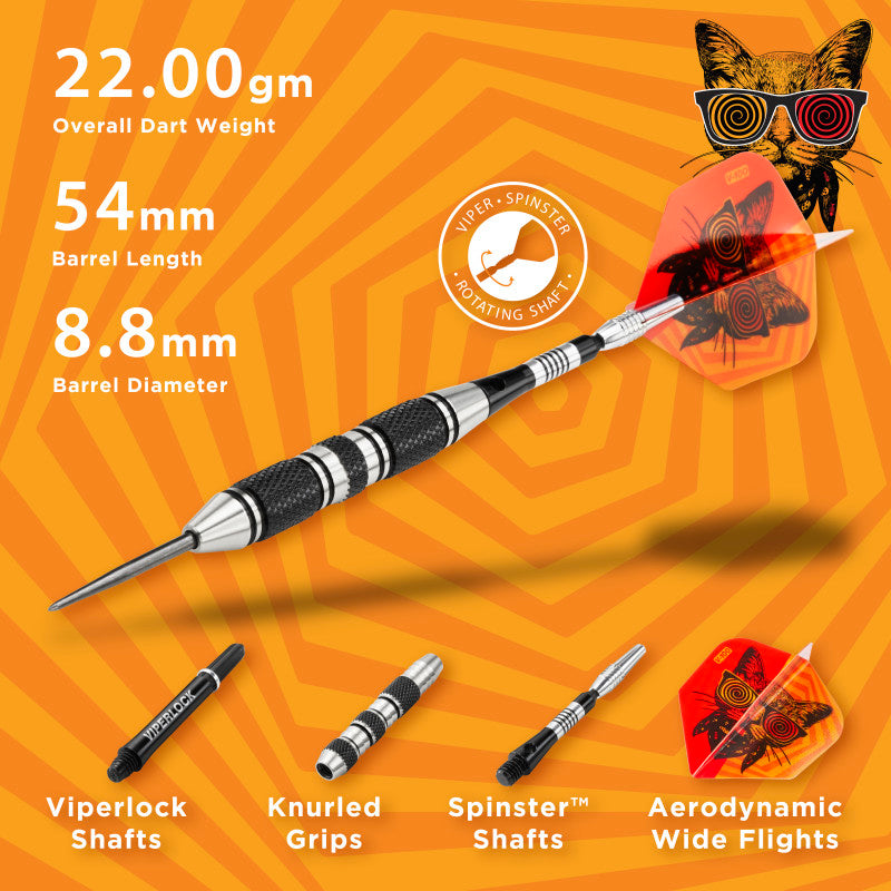 Viper The Freak Darts Steel Tip Darts 3 Knurled Rings Barrel 22 Grams