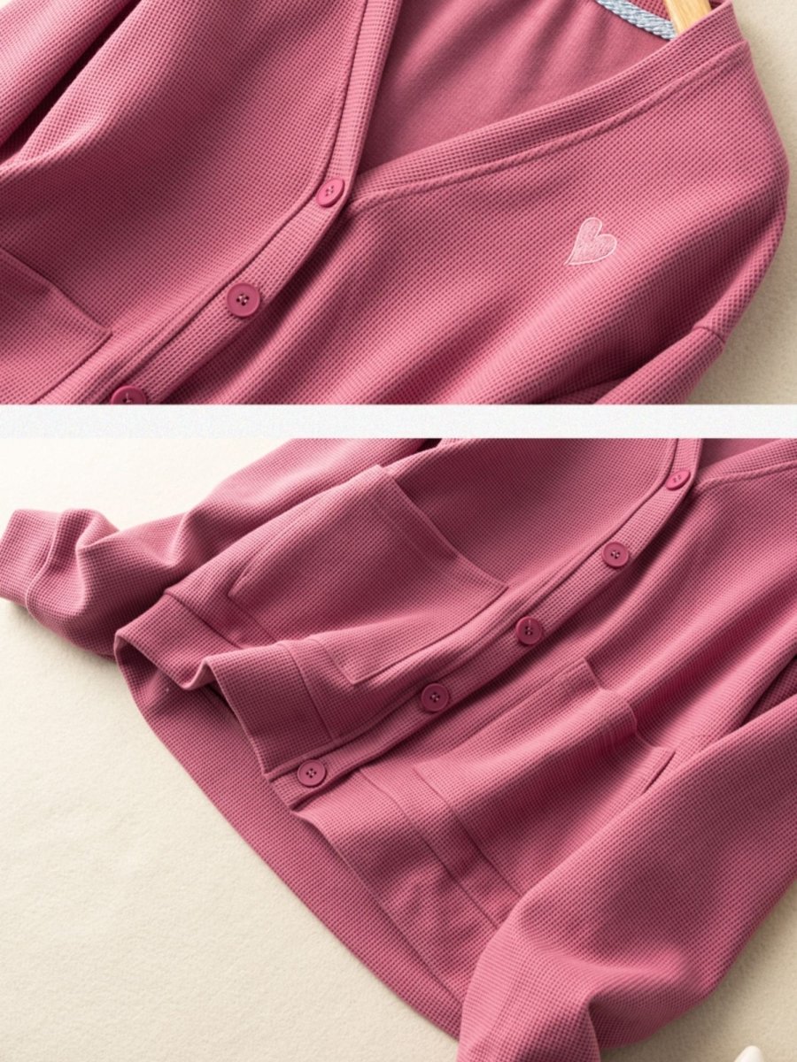 100% Natural Fabric V Neck Casual Cardigan Coat