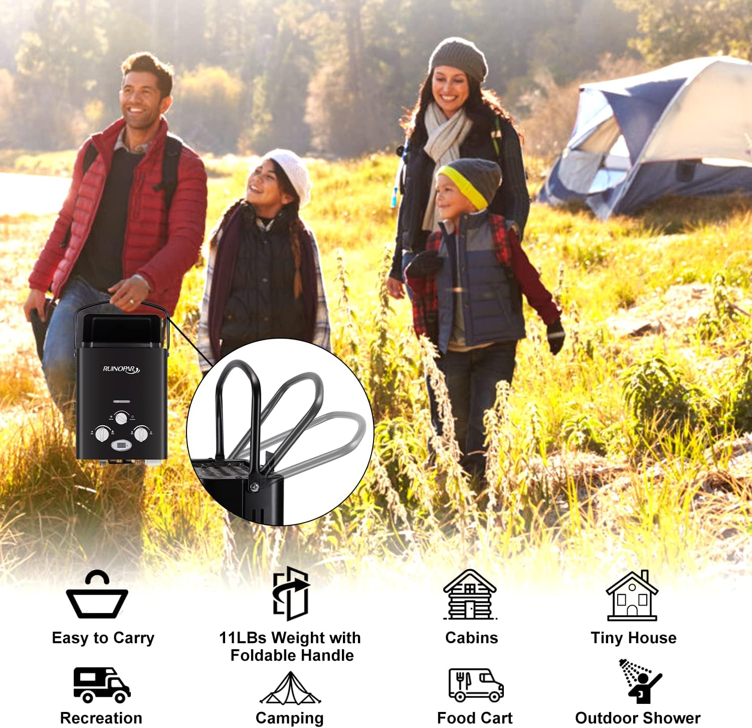 Portable Water Heater Propane Tankless - 6L 1.58GPM RV on demand Hot Gas Outdoor Digital Display Water Heater for Camping ,Boat,Cabins