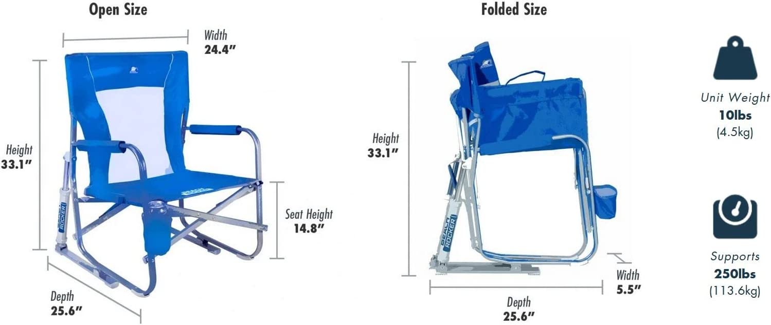 Outdoor Freestyle Rocker Portable Rocking Chair & Outdoor Camping Chair, ergonomic Nylon, Indigo Blue