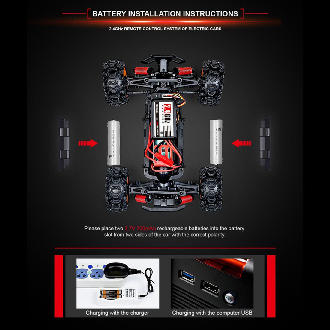 SUBOTECH BG1511 1:22 2.4G Electric RC Car 4 x 4 45KM/H High Speed Desert Off-road Vehicle - RTR