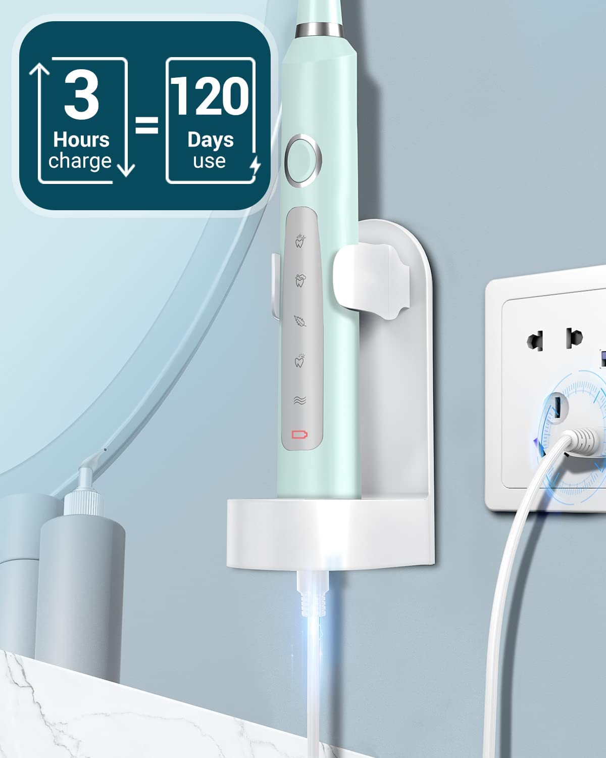 Sonic Electric Toothbrush for Adults - Rechargeable Electric Toothbrushes with 8 Brush Heads, & Travel Case,Teeth Whitening , Power Electric Toothbrush with Holder, Once Charge for 120 Days - H8 Pink