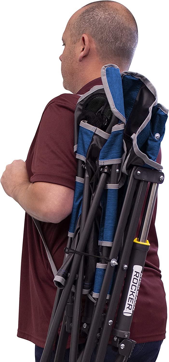 Outdoor Freestyle Rocker Portable Rocking Chair & Outdoor Camping Chair, ergonomic Nylon, Indigo Blue