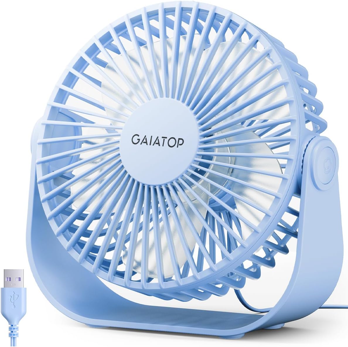 Gaiatop USB Desk Fan, 3 Speeds Portable Small Fan with Strong Airflow, 5.5 Inch Quiet Table Fan, 90° Rotate Personal Cooling Fan For Bedroom Home Office Desktop Travel (Black)