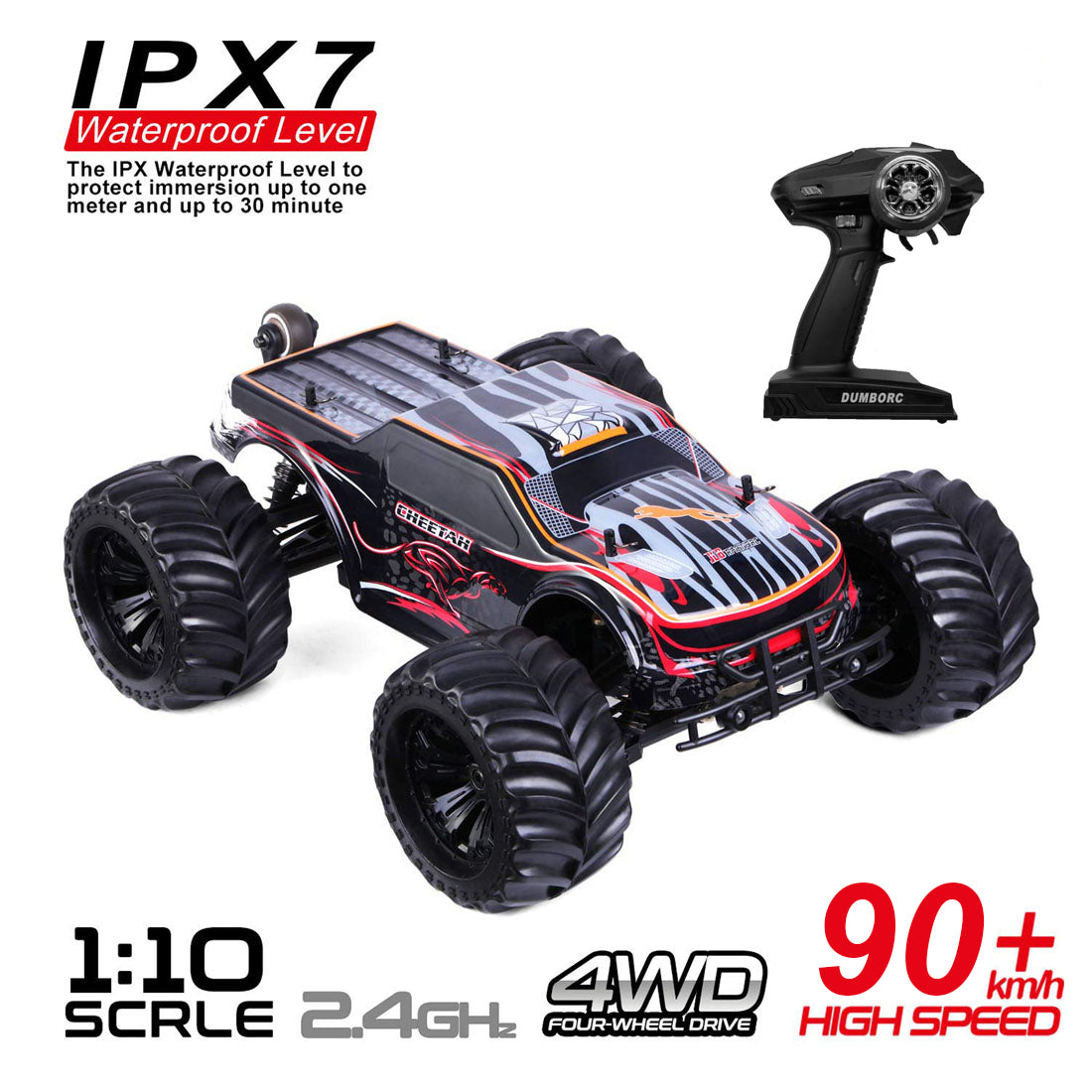 JLB Racing 11101 1/10 4WD 2.4G Off-road Splashproof Flip Brushless Monster RC Car Remote Control Truck - RTR
