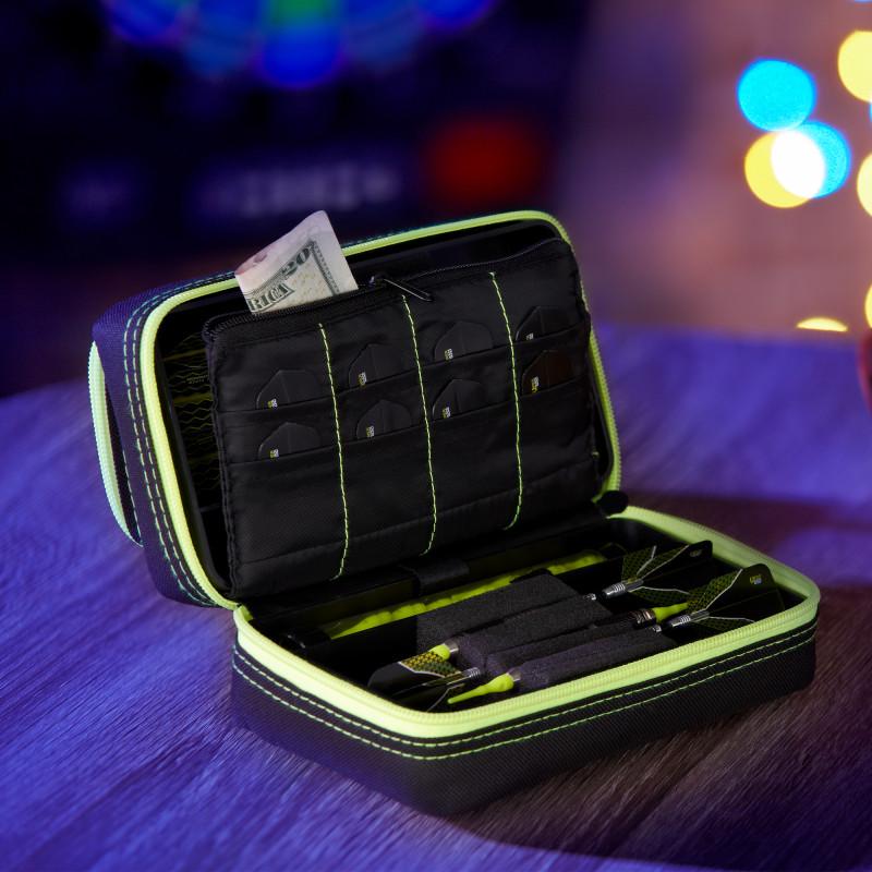 Casemaster Plazma Pro Dart Case Black with Yellow Trim and Phone Pocket