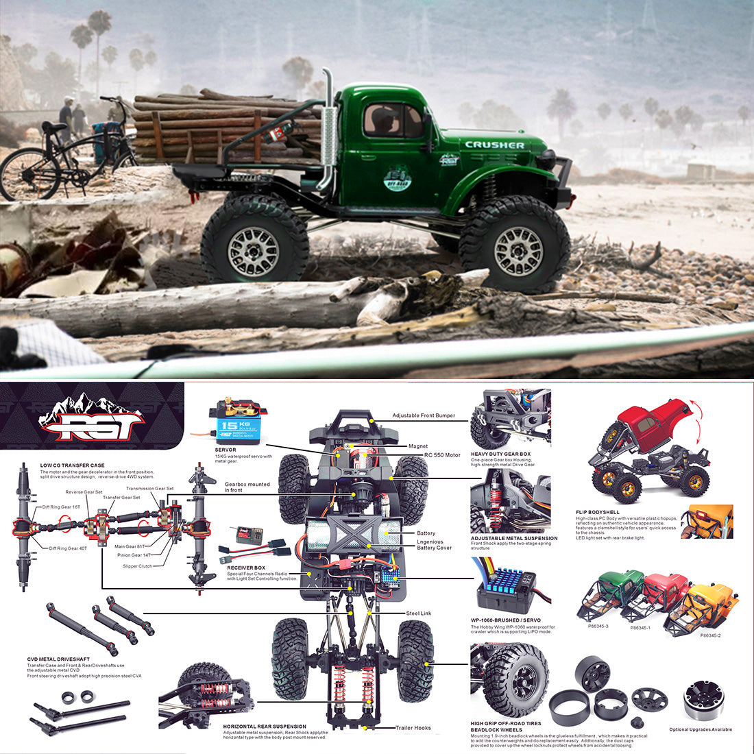 RGT EX86181 CRUSHER 1:10 RTR 4WD Electric All-terrain Climbing Car 2.4G RC Off-road Vehicle