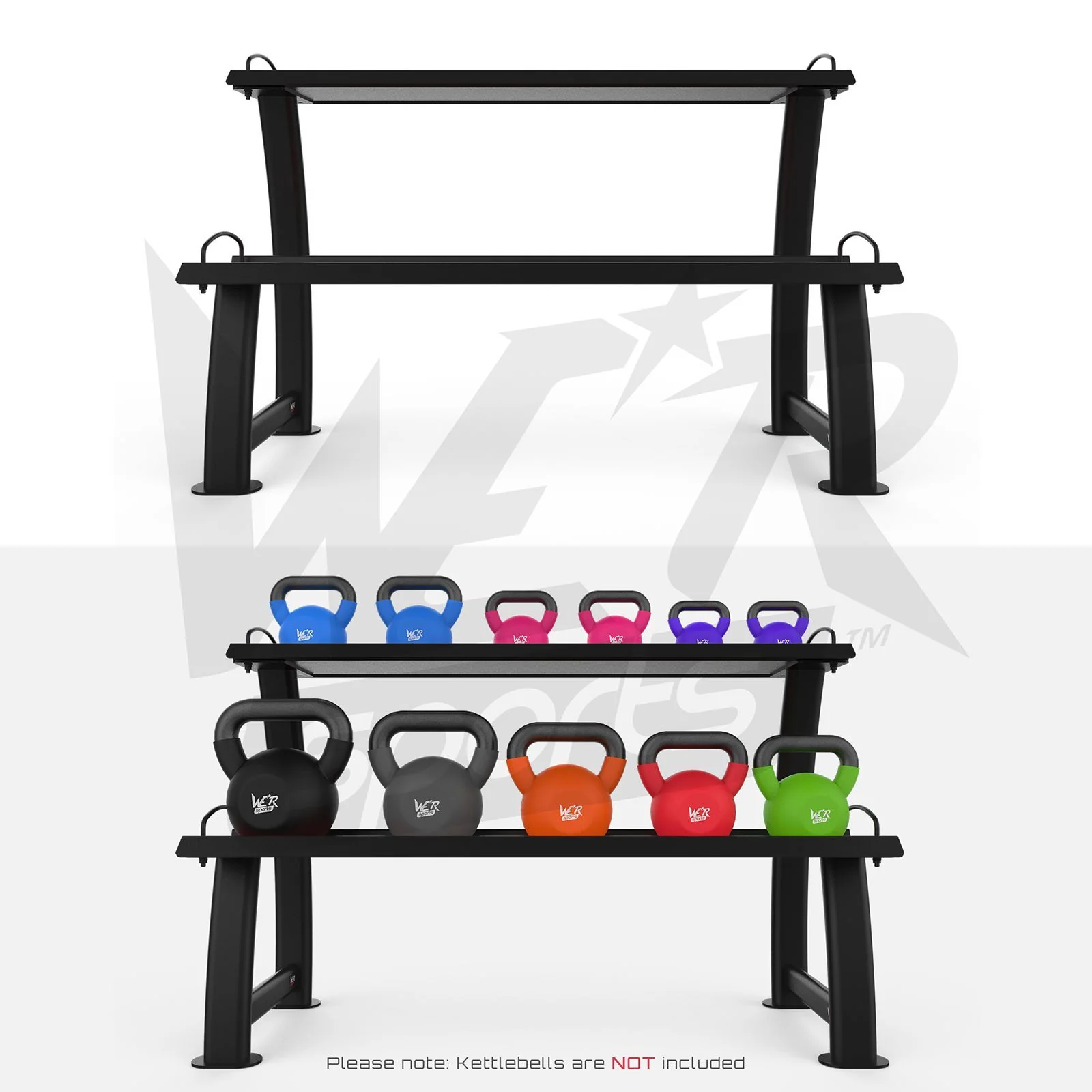 2 Tier Home Gym Kettlebell Weight Storage Display Stand Rack For Kettlebells