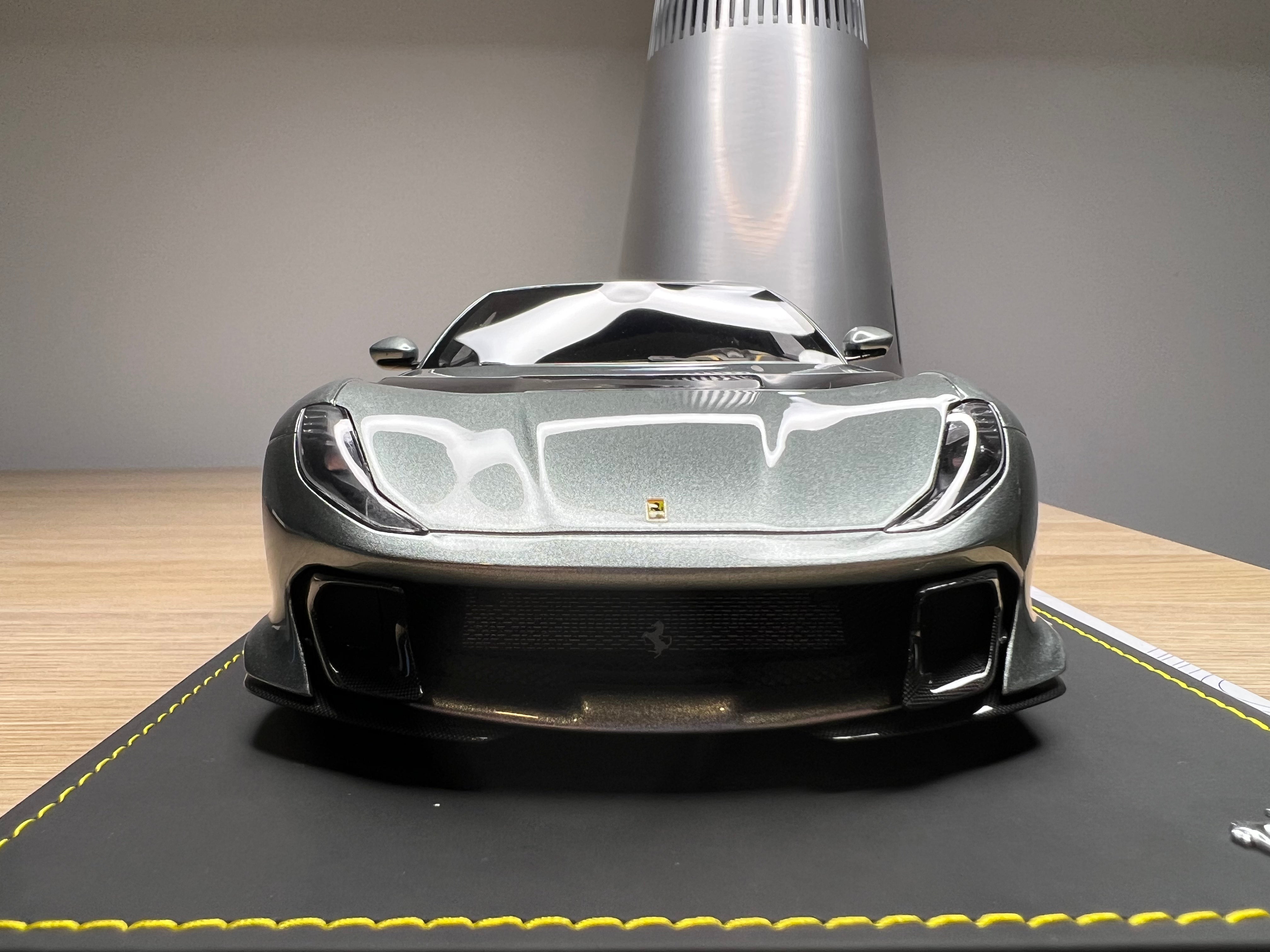 Ferrari 812 Competizione - Coburn grey with horizontal silver fly stripe - 1:18