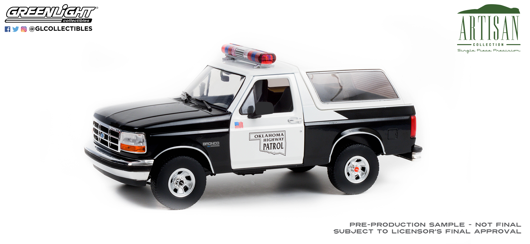 GreenLight 1:18 Artisan Collection - 1996 Ford Bronco - Oklahoma Highway Patrol 19114