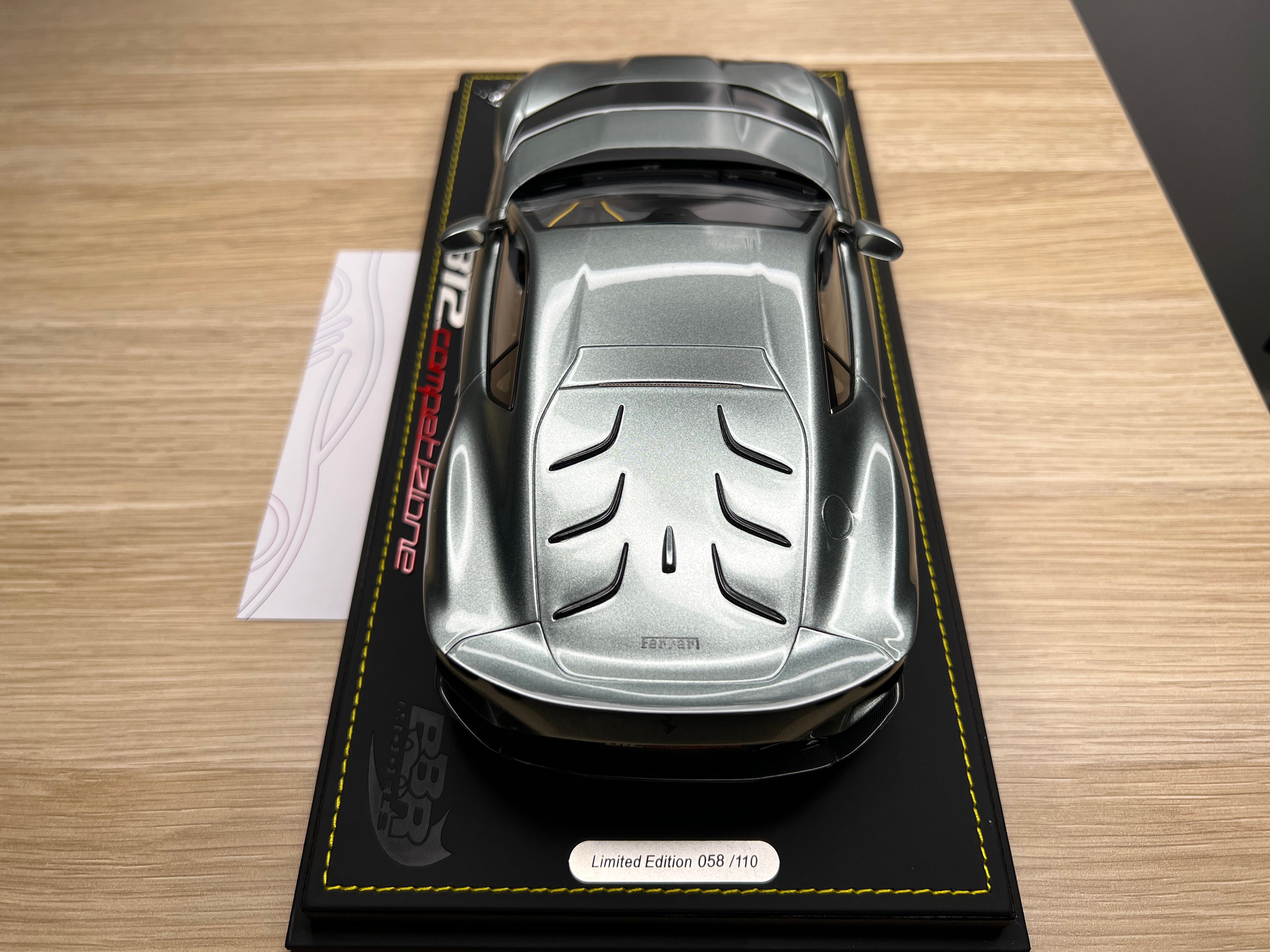 Ferrari 812 Competizione - Coburn grey with horizontal silver fly stripe - 1:18