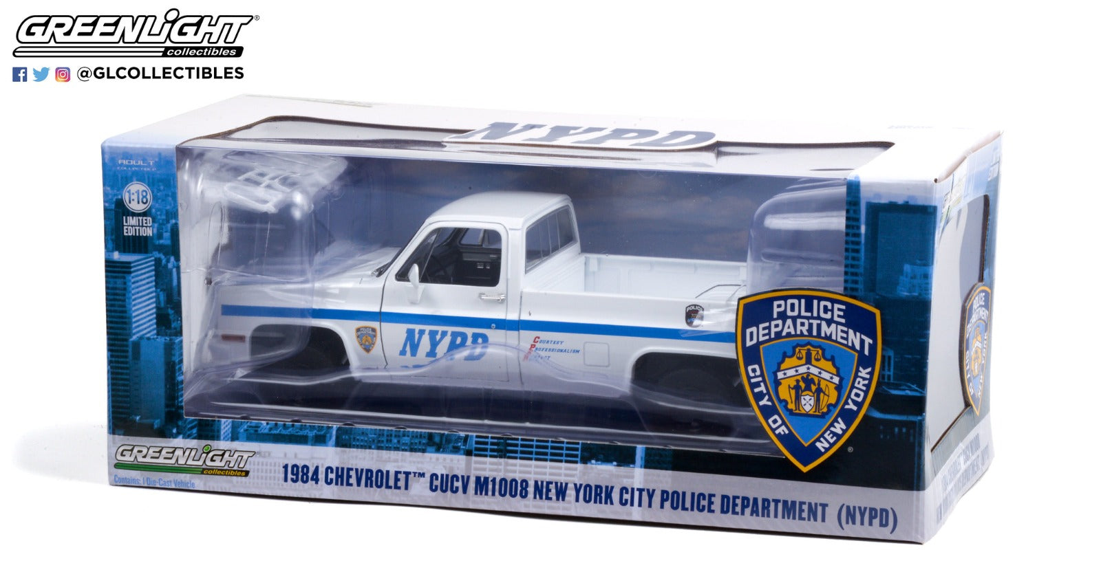 GreenLight 1:18 1984 Chevrolet CUCV M1008 - New York City Police Department (NYPD) 13561