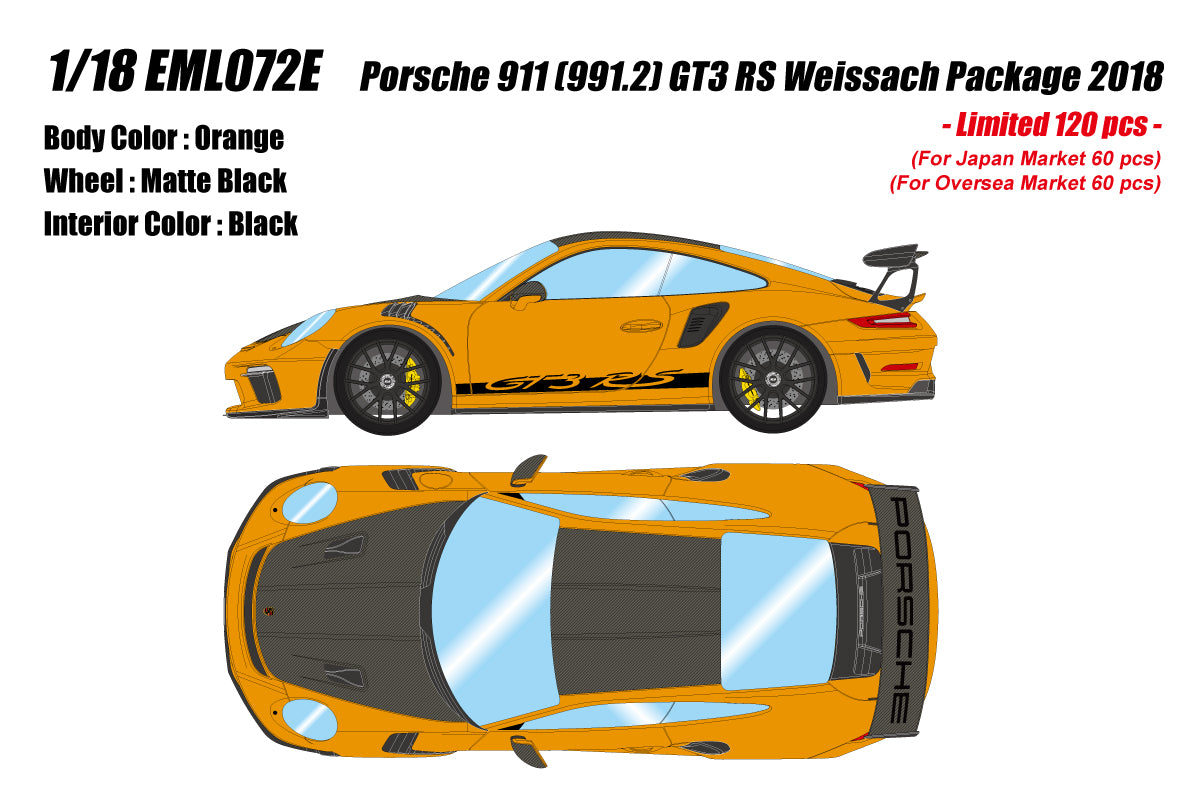 Make Up Co., Ltd / EIDOLON 1:18 Porsche 911 (991.2) GT3 RS Weissach Package 2019 in Orange