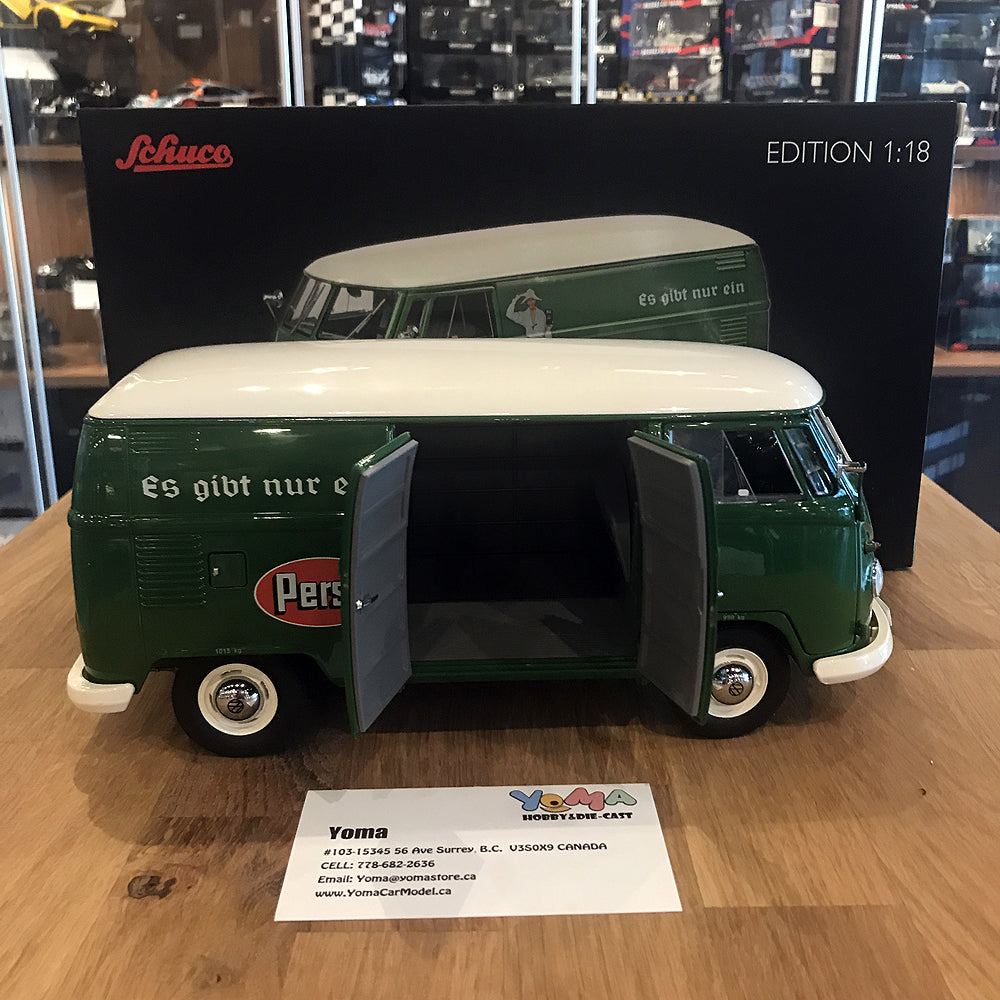 Schuco 1:18 Volkswagen T1b transporter Persil Year 1959-63 green 450036600