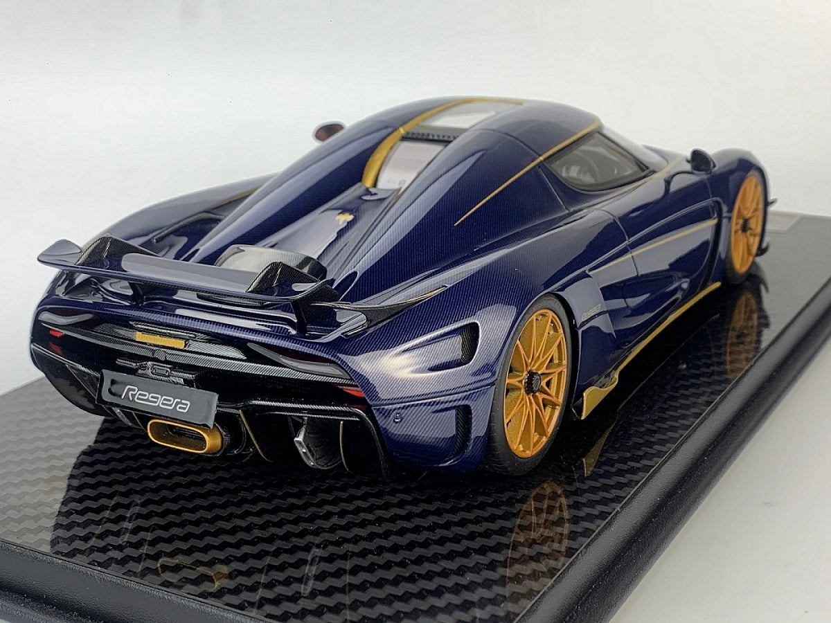 Frontiart 1:18 Koenigsegg Regera blue tinted carbon and gold wheels F079-152