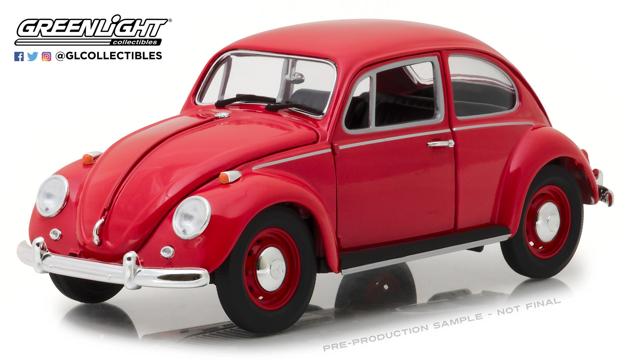 GreenLight 1/18 1967 Volkswagen Beetle Right-Hand Drive Candy Apple Red 13511
