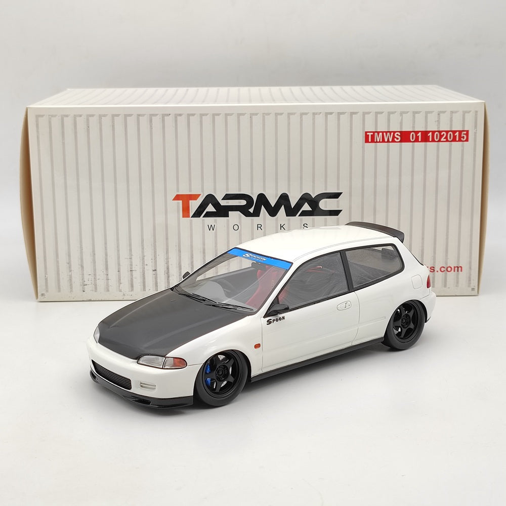 Tarmac Works 1/18 Honda Civic EG6 Spoon White Resin Model Car Collection Gifts
