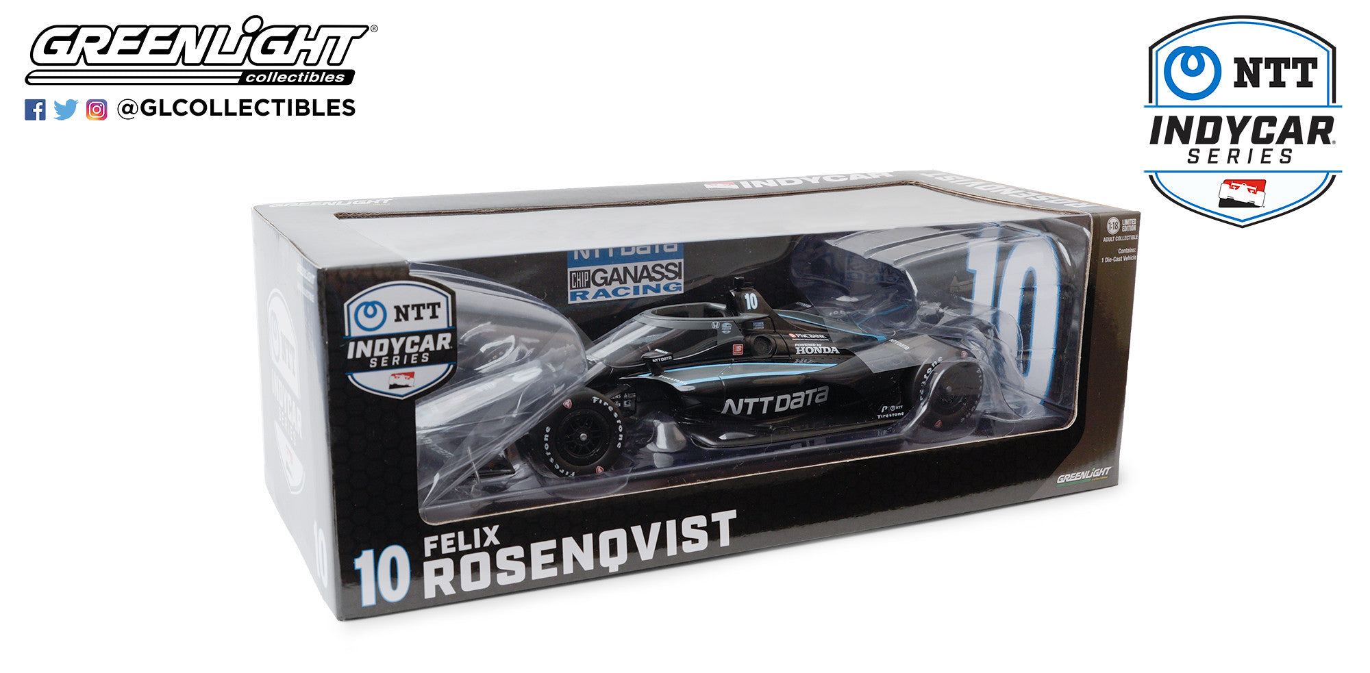 GreenLight 1:18 2020 NTT IndyCar Series - #10 Felix Rosenqvist / Chip Ganassi Racing, NTT Data 11084