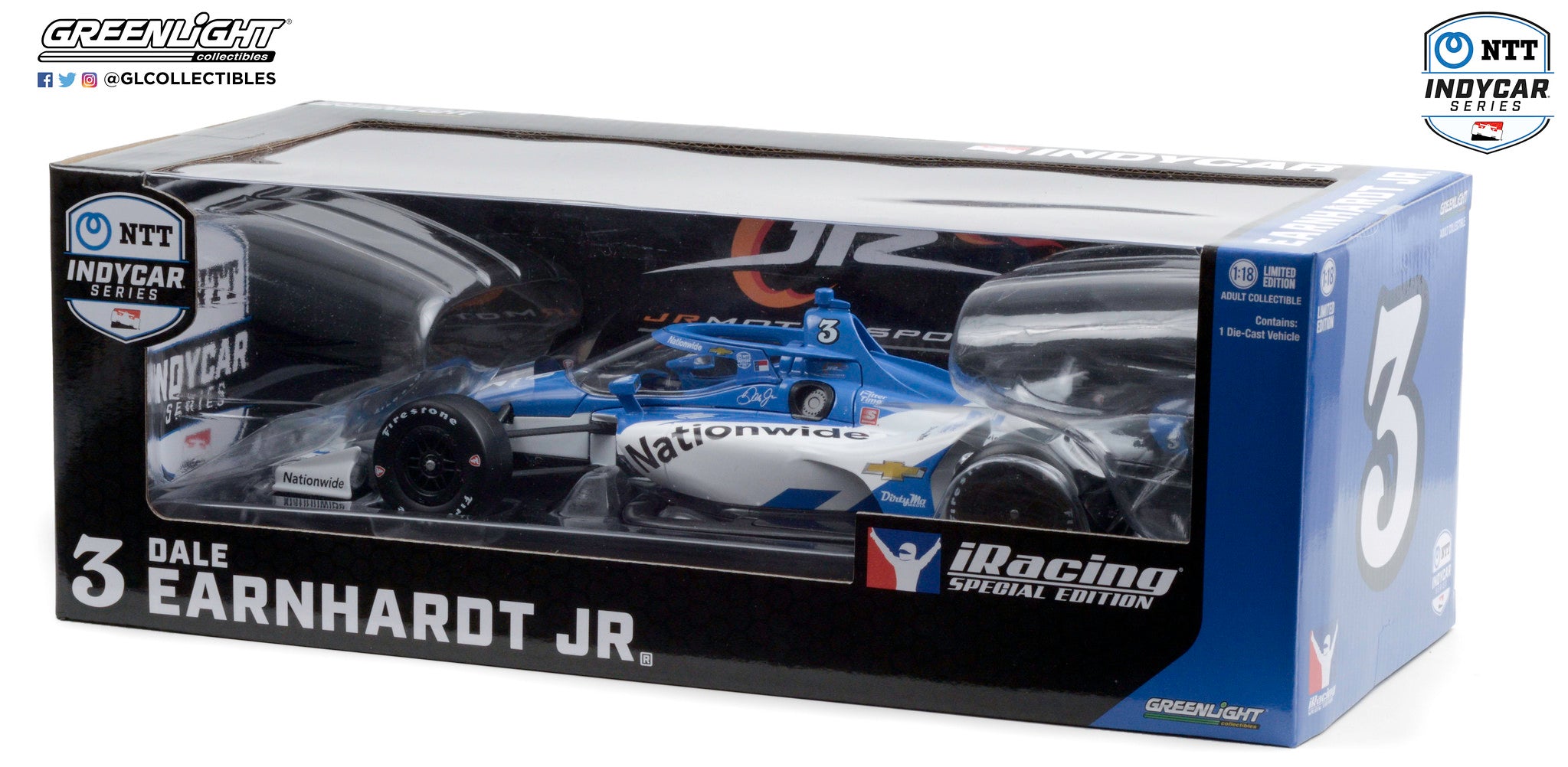 GreenLight 1:18 2020 NTT IndyCar Series iRacing - #3 Dale Earnhardt, Jr. / JR Motorsports, Nationwide 11099