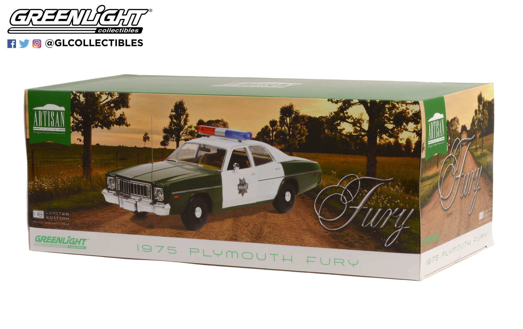 GreenLight 1:18 Artisan Collection - 1975 Plymouth Fury - Capitol City Police 19116