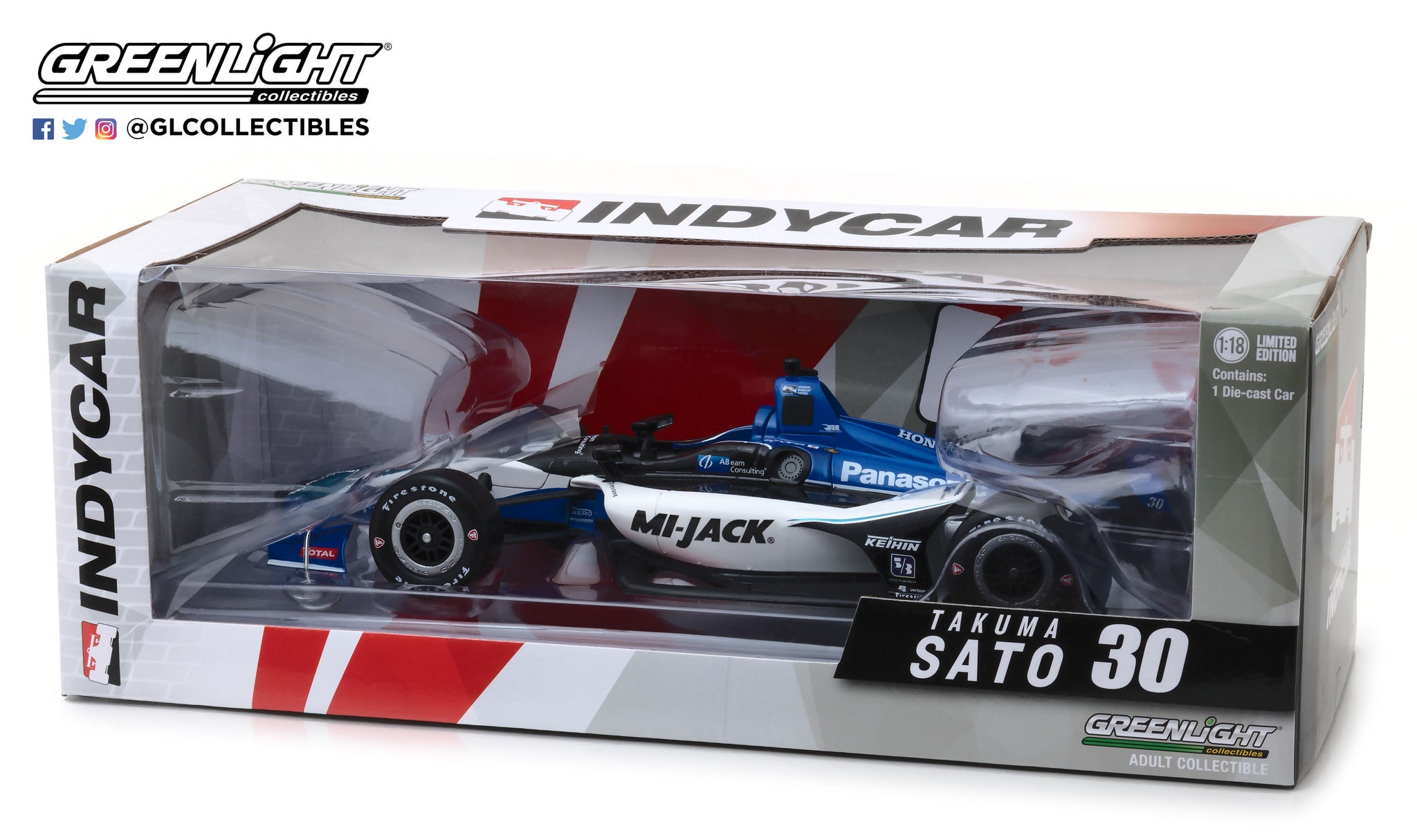 GreenLight IndyCar Series 1:18 2018 #30 Takuma Sato / Rahal Letterman Lanigan Racing, Mi-Jack 11028