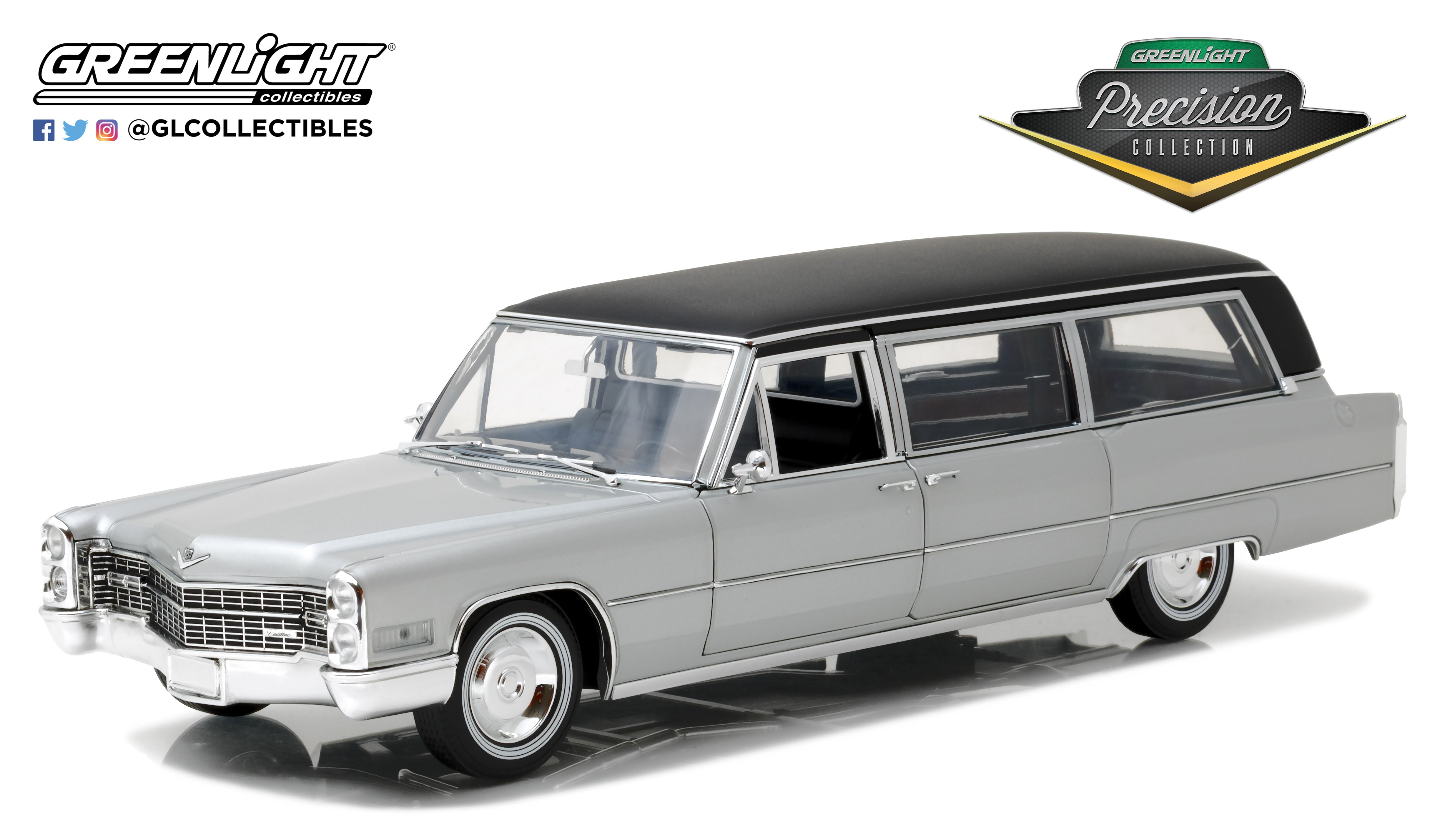 GreenLight 1/18 Precision Collection 1966 Cadillac S&S Limousine - Silver & Black PC-18005