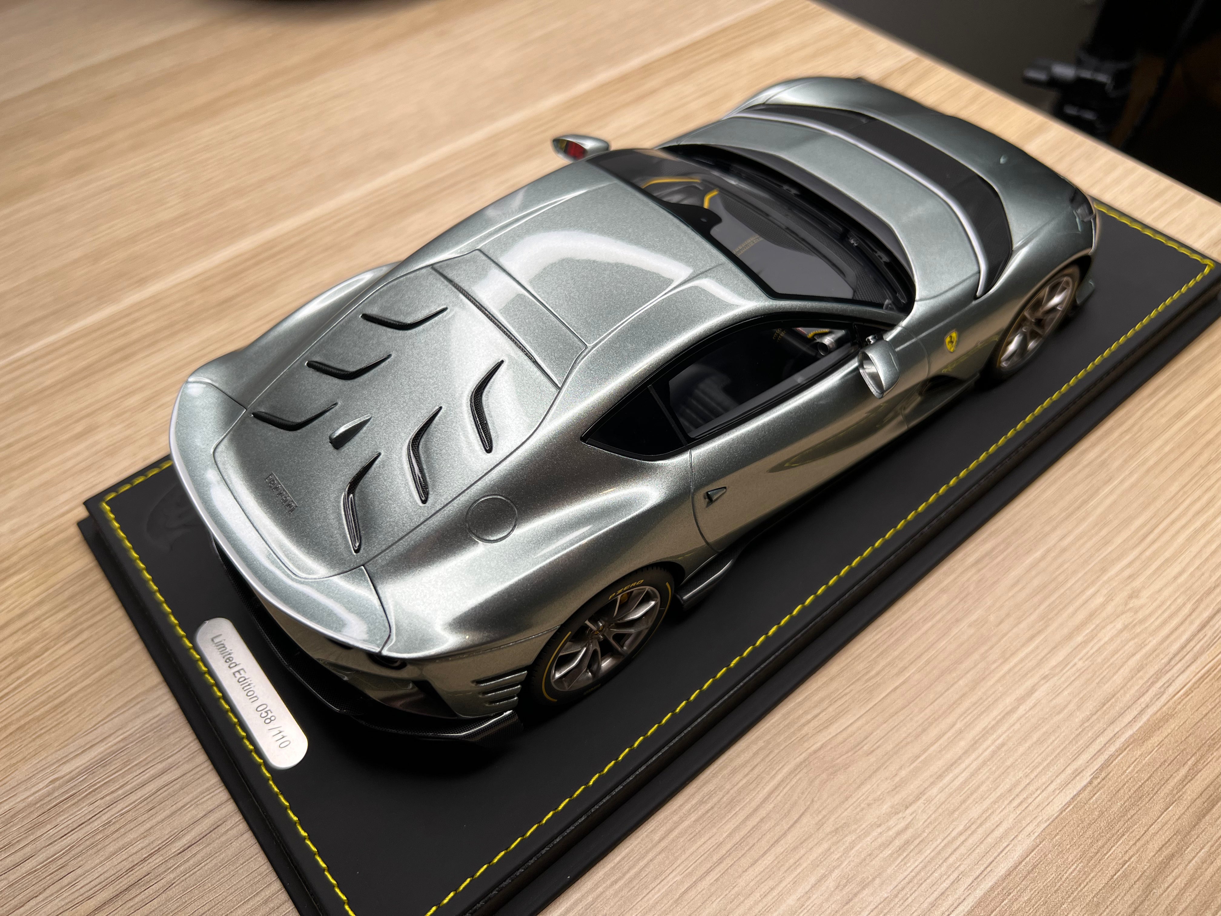 Ferrari 812 Competizione - Coburn grey with horizontal silver fly stripe - 1:18