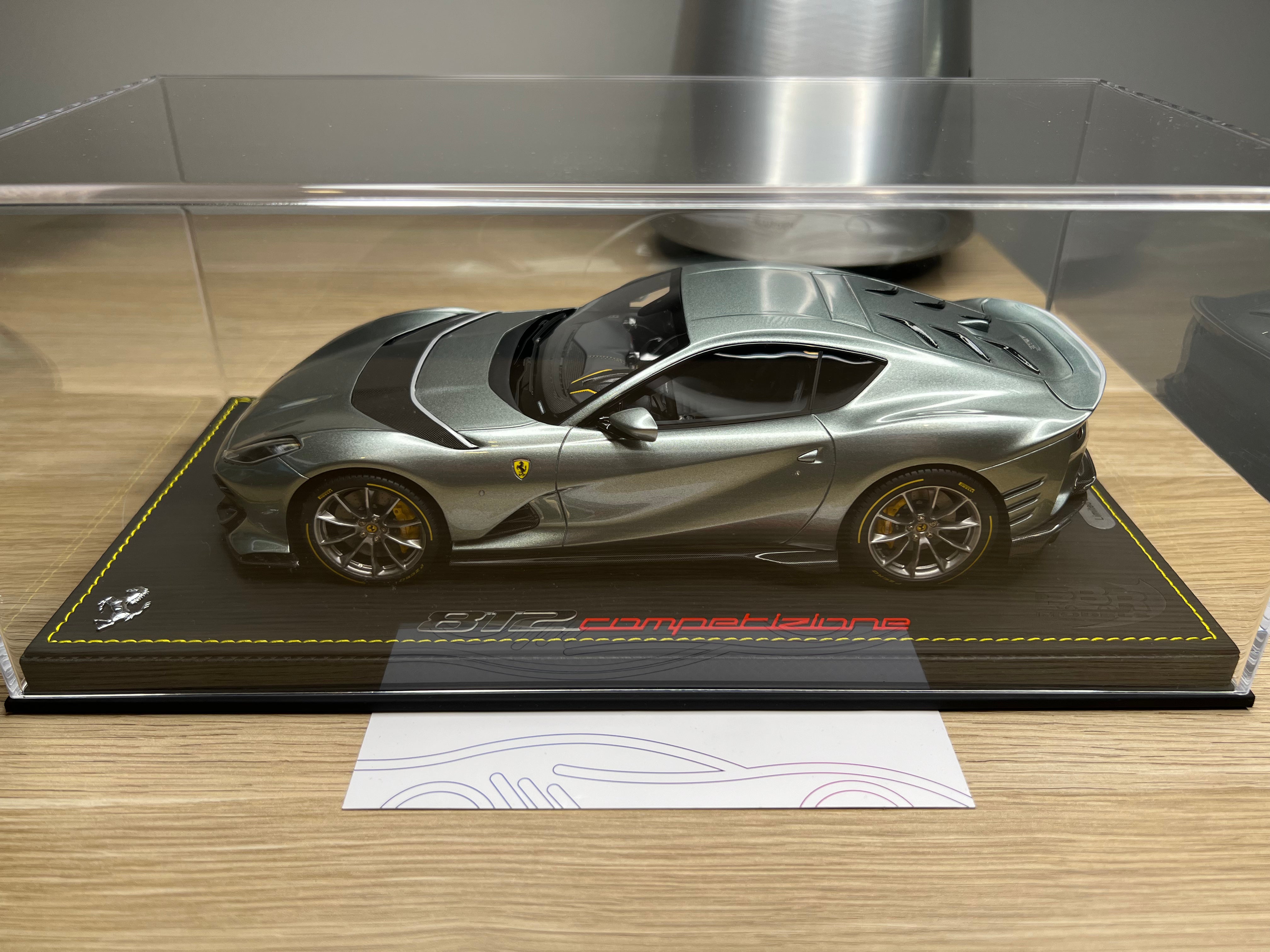 Ferrari 812 Competizione - Coburn grey with horizontal silver fly stripe - 1:18