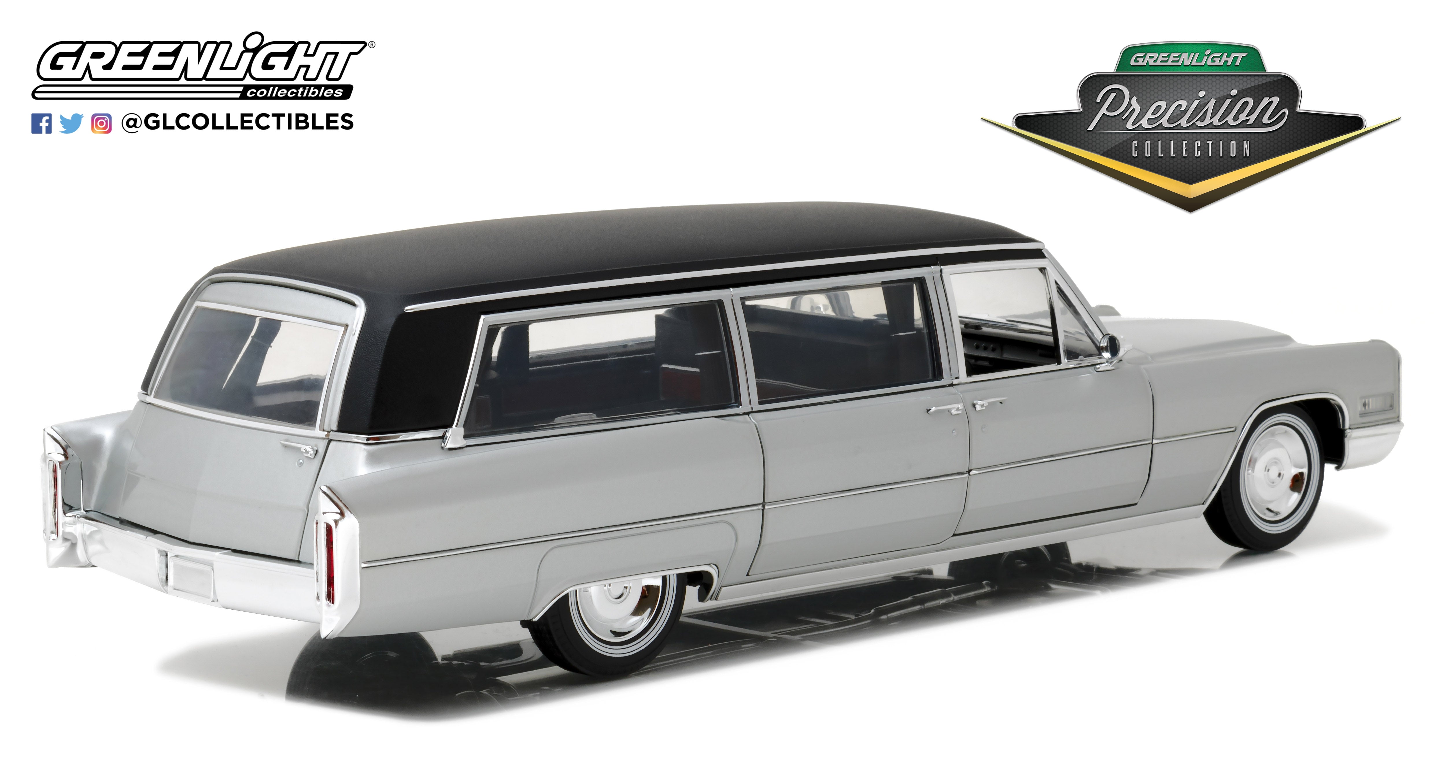 GreenLight 1/18 Precision Collection 1966 Cadillac S&S Limousine - Silver & Black PC-18005