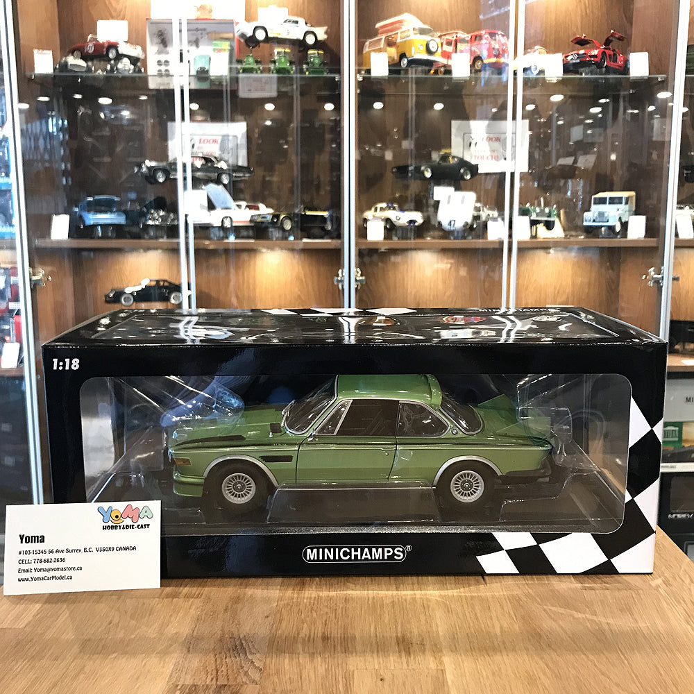 Minichamps 1:18 1975 BMW 3.0 CSL (E9) Coupe green metallic w/stripes 180029024