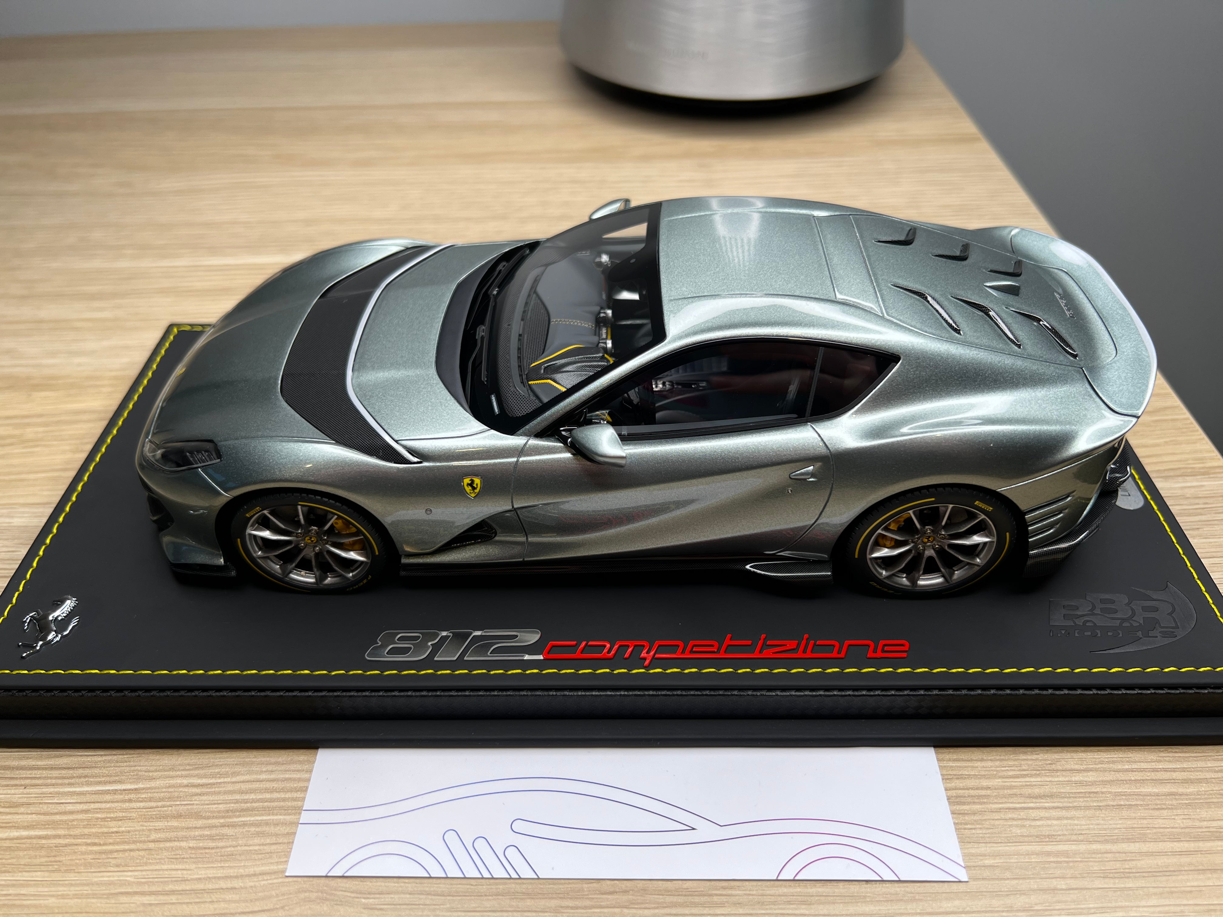Ferrari 812 Competizione - Coburn grey with horizontal silver fly stripe - 1:18